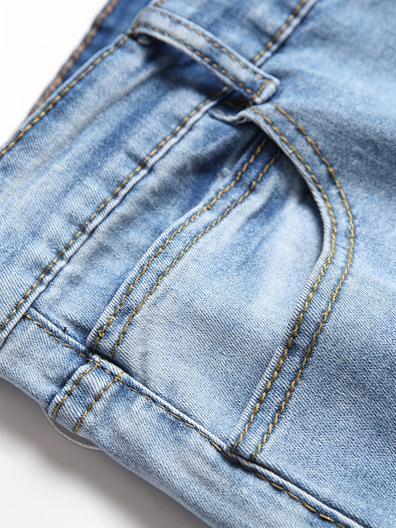 Fashionable, Simple, Versatile Men'S Pants With Holes, Polished White, Slim Fit, Street Fashion, Denim Pants, Fashionable, Worn-out, Small Leg Pants