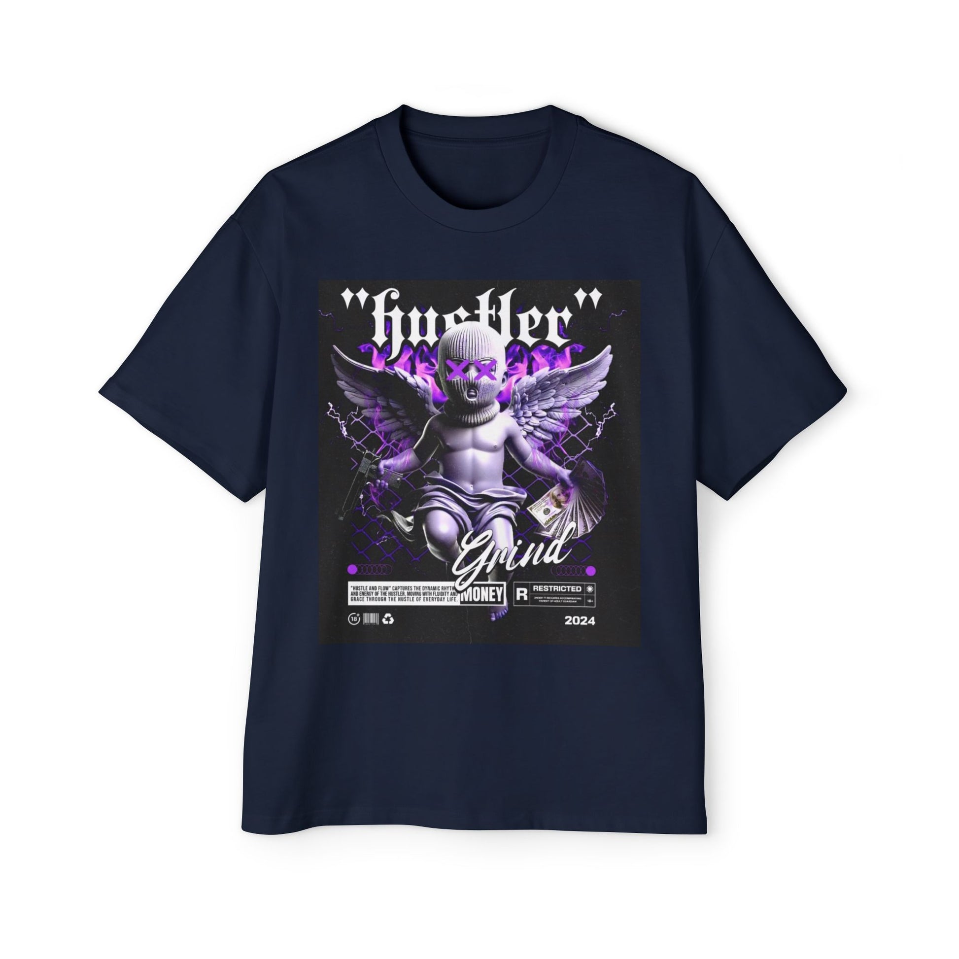 Men's Heavy Oversized Graphic Tee - Hustler Grind Design