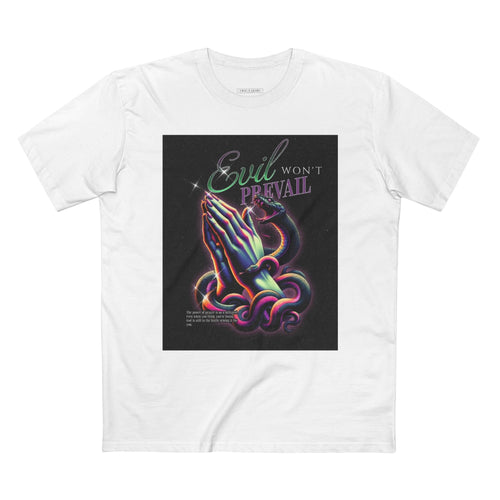 Evil Won't Prevail Graphic Tee - Edgy Prayer Design for Bold Self-Expression