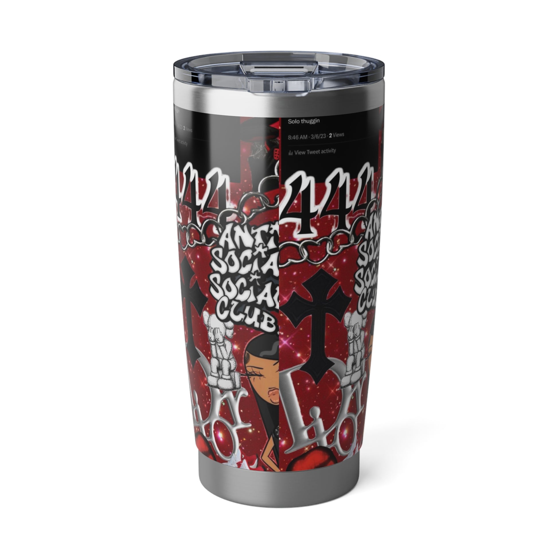 Red Themed Antisocial Vagabond 20oz Tumbler - Urban Graffiti Travel Mug for Trendsetters