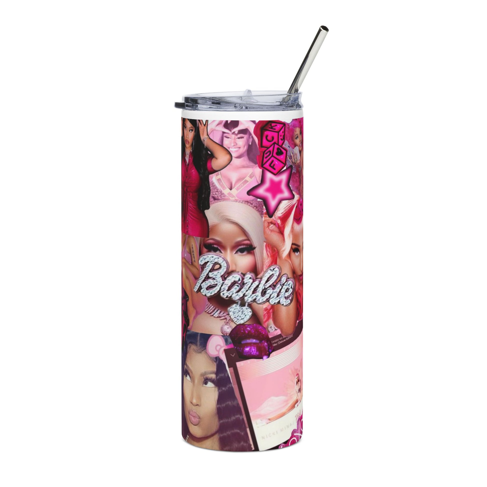 Pink Barbie Collage Stainless Steel Tumbler - 20oz Reusable Drinkware for Trendy Fans