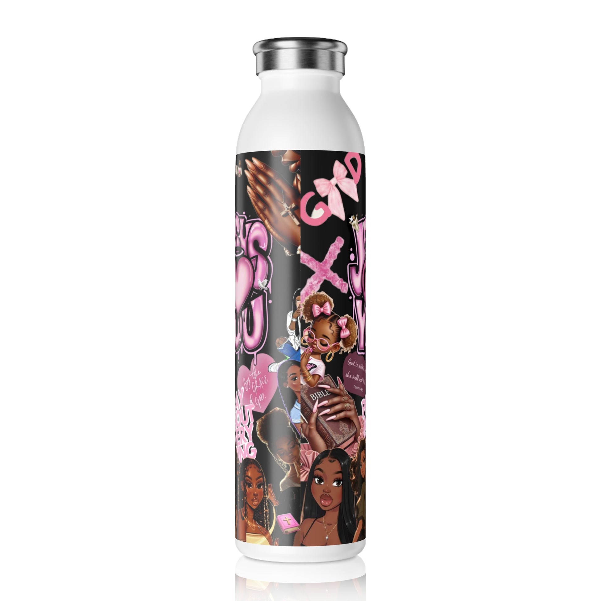Stylish Slim Water Bottle – 'Jesus Loves You' & Heart Design, Perfect for Everyday Hydration