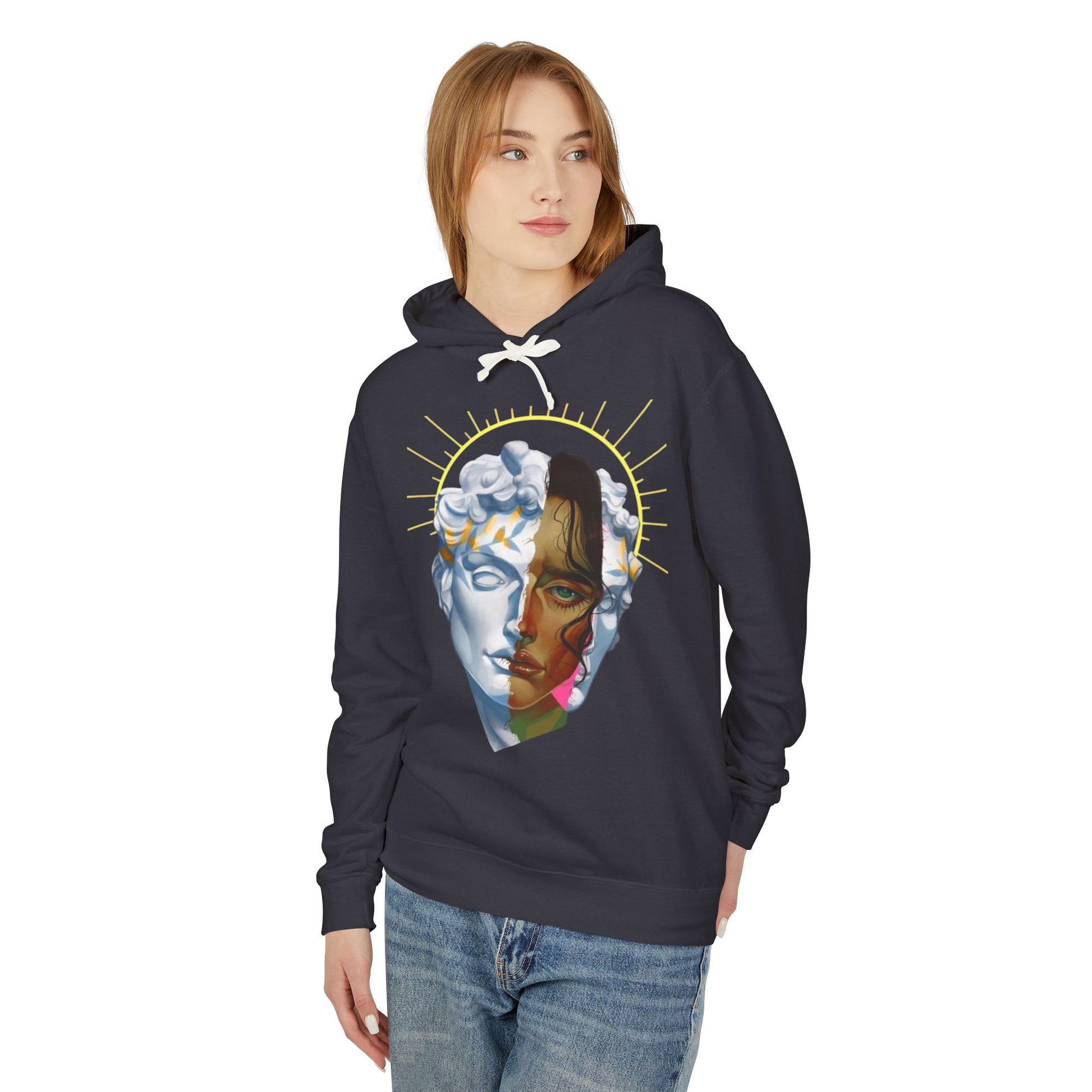 Artistic Unisex Hoodie with Unique Face Design, Lightweight Sweatshirt for Casual Wear, Gift for Art Lovers, Cozy Layer
