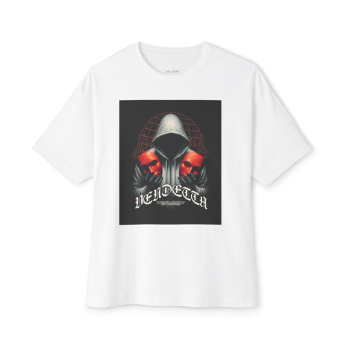 Edgy Men's Oversized Tee with 'VENDETTA' Design - Streetwear Essential