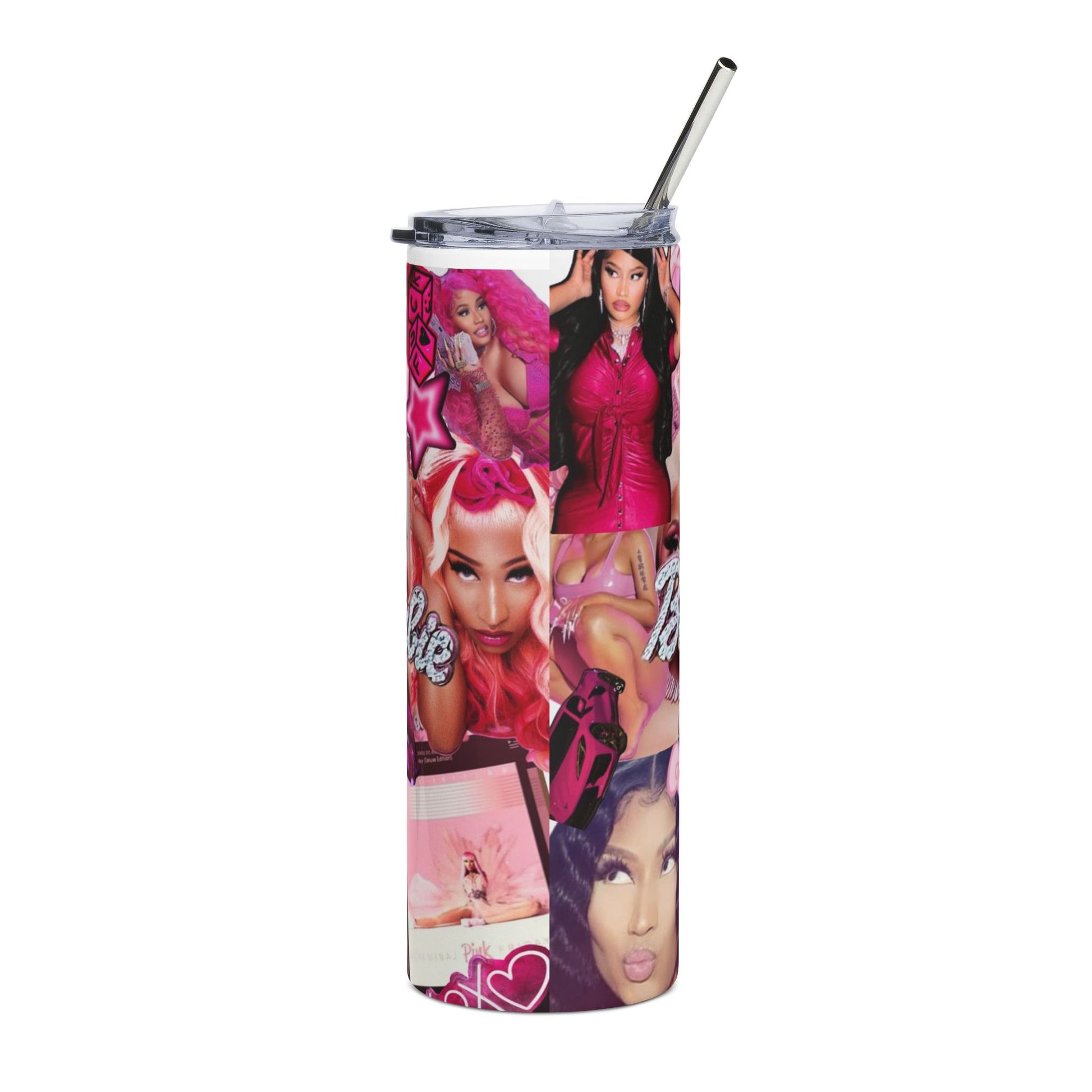 Pink Barbie Collage Stainless Steel Tumbler - 20oz Reusable Drinkware for Trendy Fans