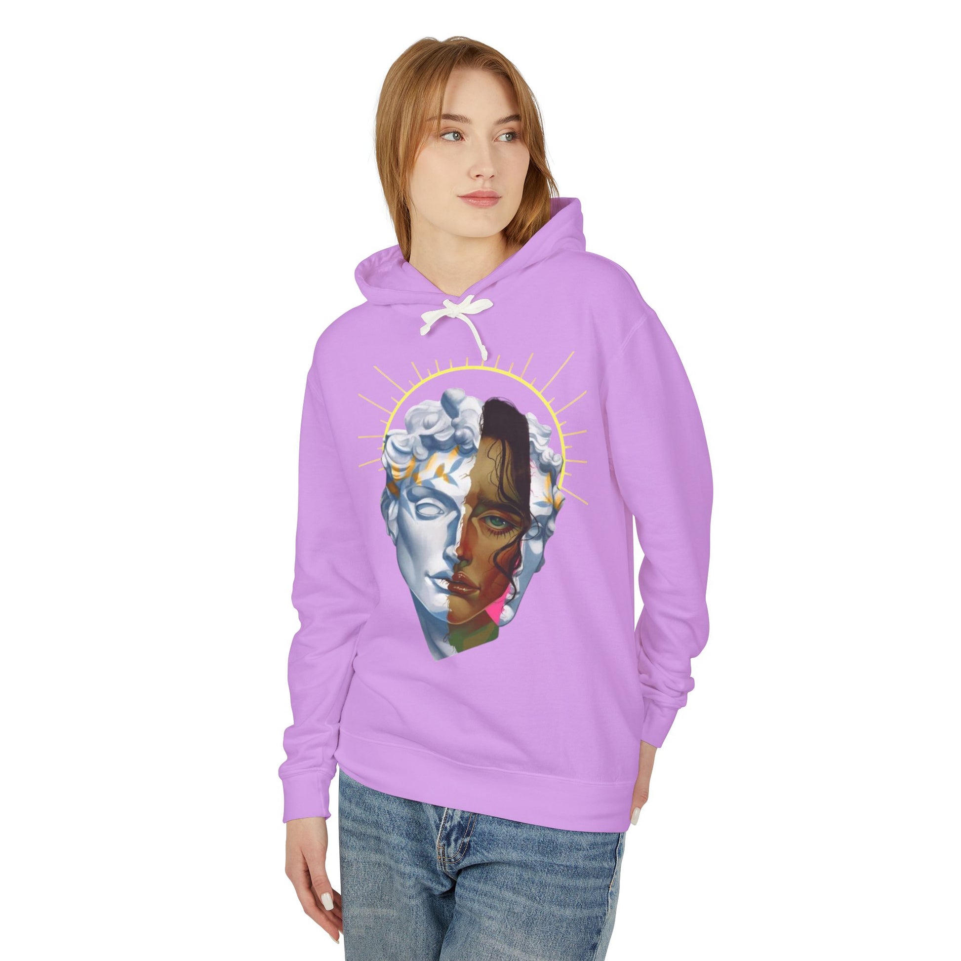Artistic Unisex Hoodie with Unique Face Design, Lightweight Sweatshirt for Casual Wear, Gift for Art Lovers, Cozy Layer
