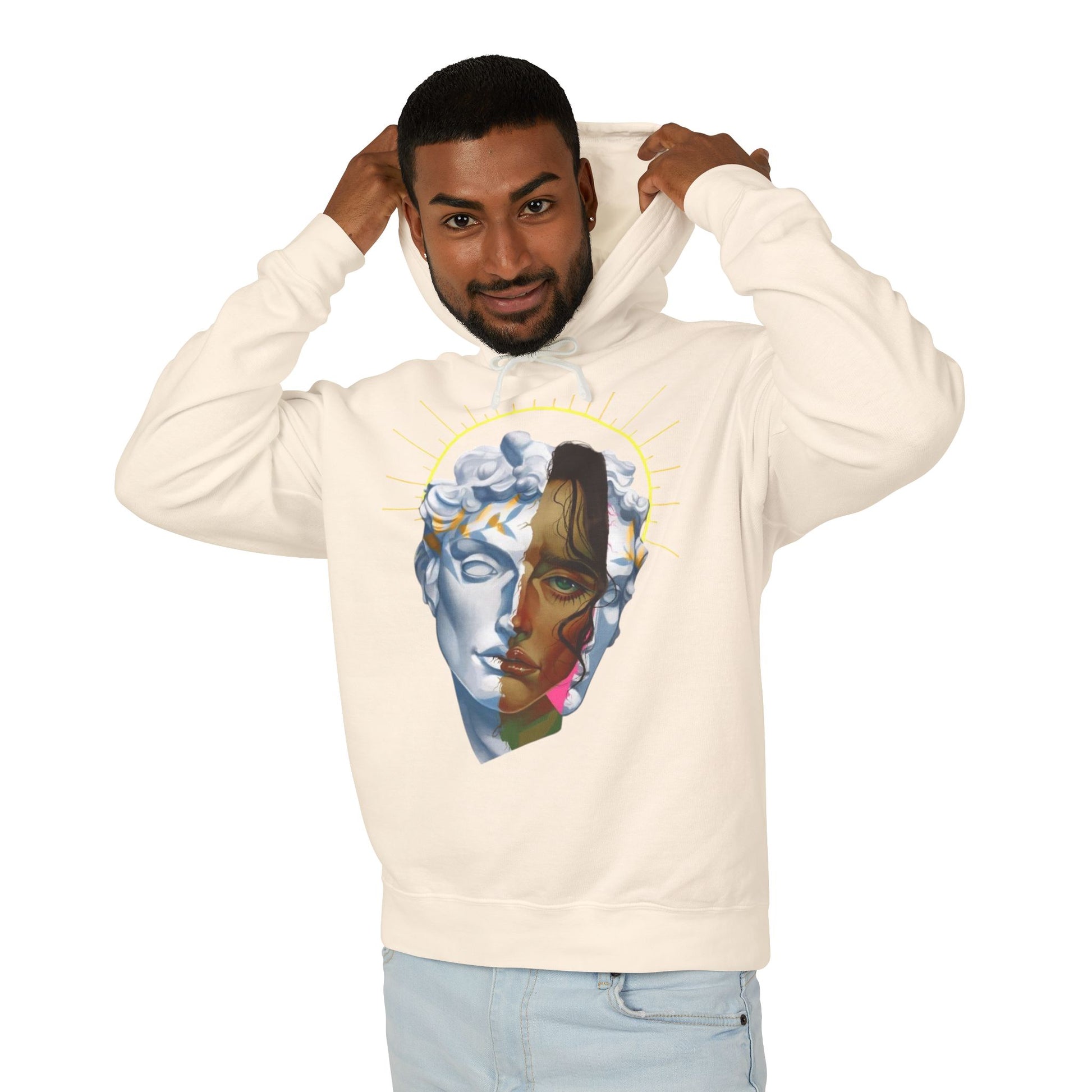 Artistic Unisex Hoodie with Unique Face Design, Lightweight Sweatshirt for Casual Wear, Gift for Art Lovers, Cozy Layer