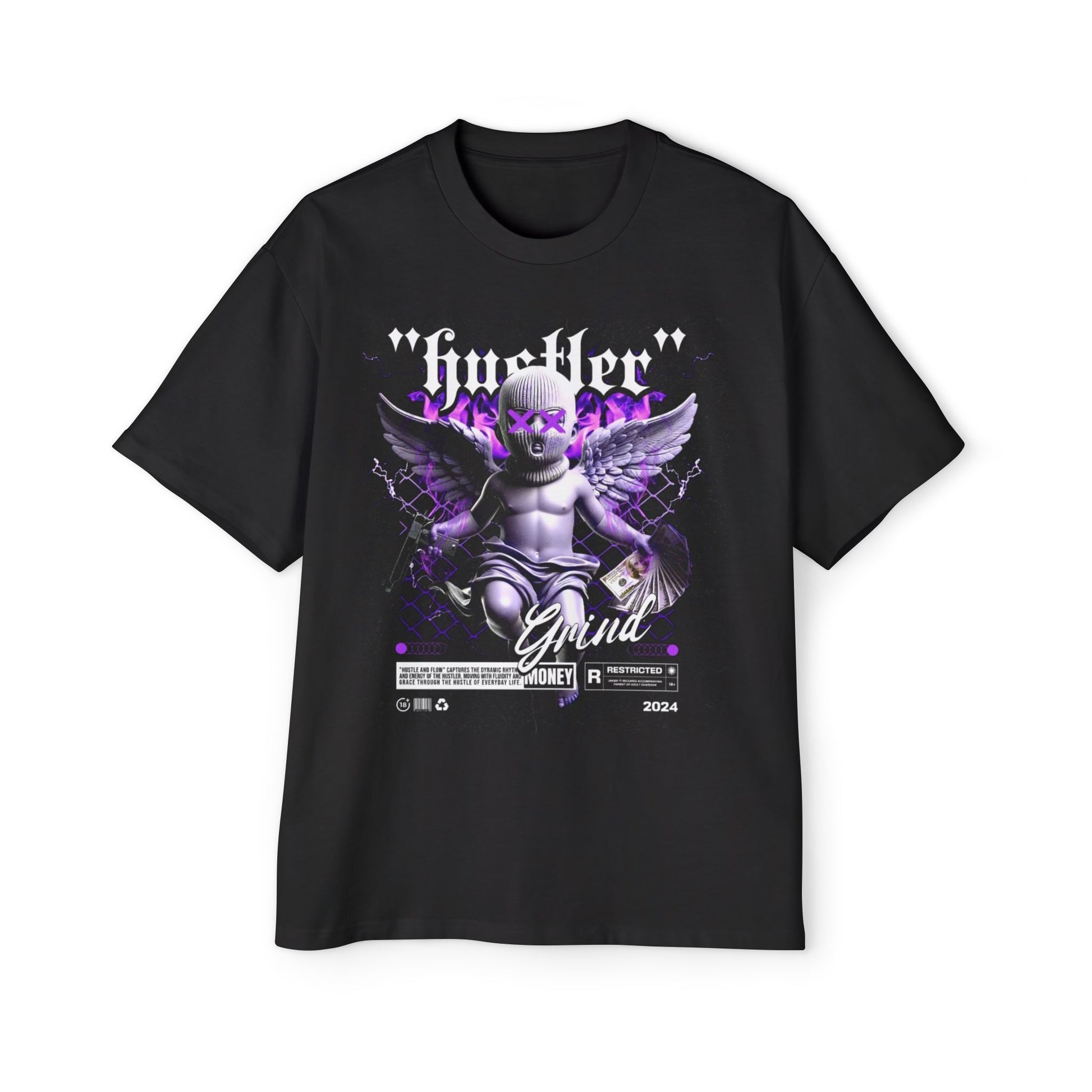 Men's Heavy Oversized Graphic Tee - Hustler Grind Design