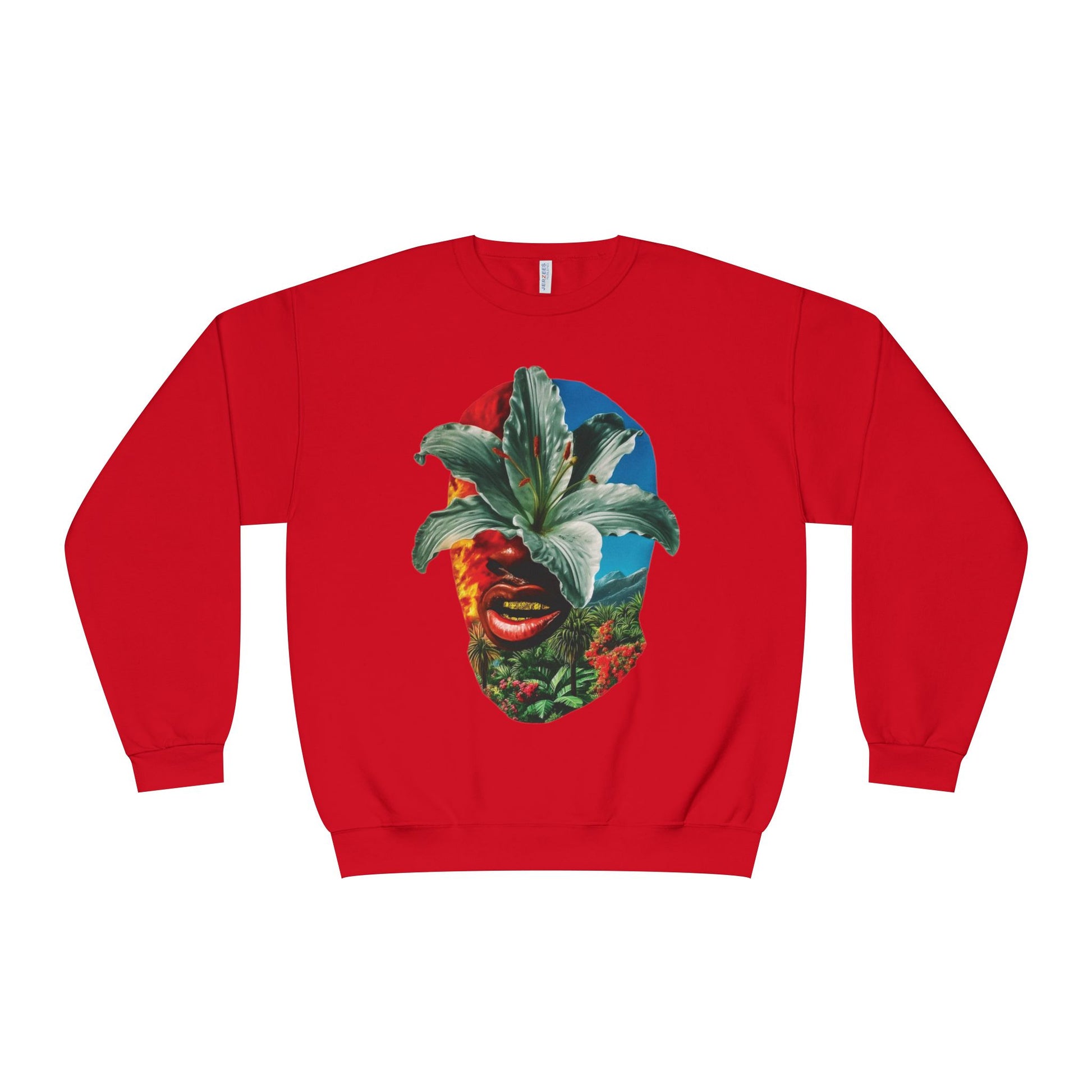 Nature-Inspired Unisex Crewneck Sweatshirt - Vibrant Floral Face Design, Cozy Casual Wear, Perfect for Gifts, Meditation, Everyday Fashion