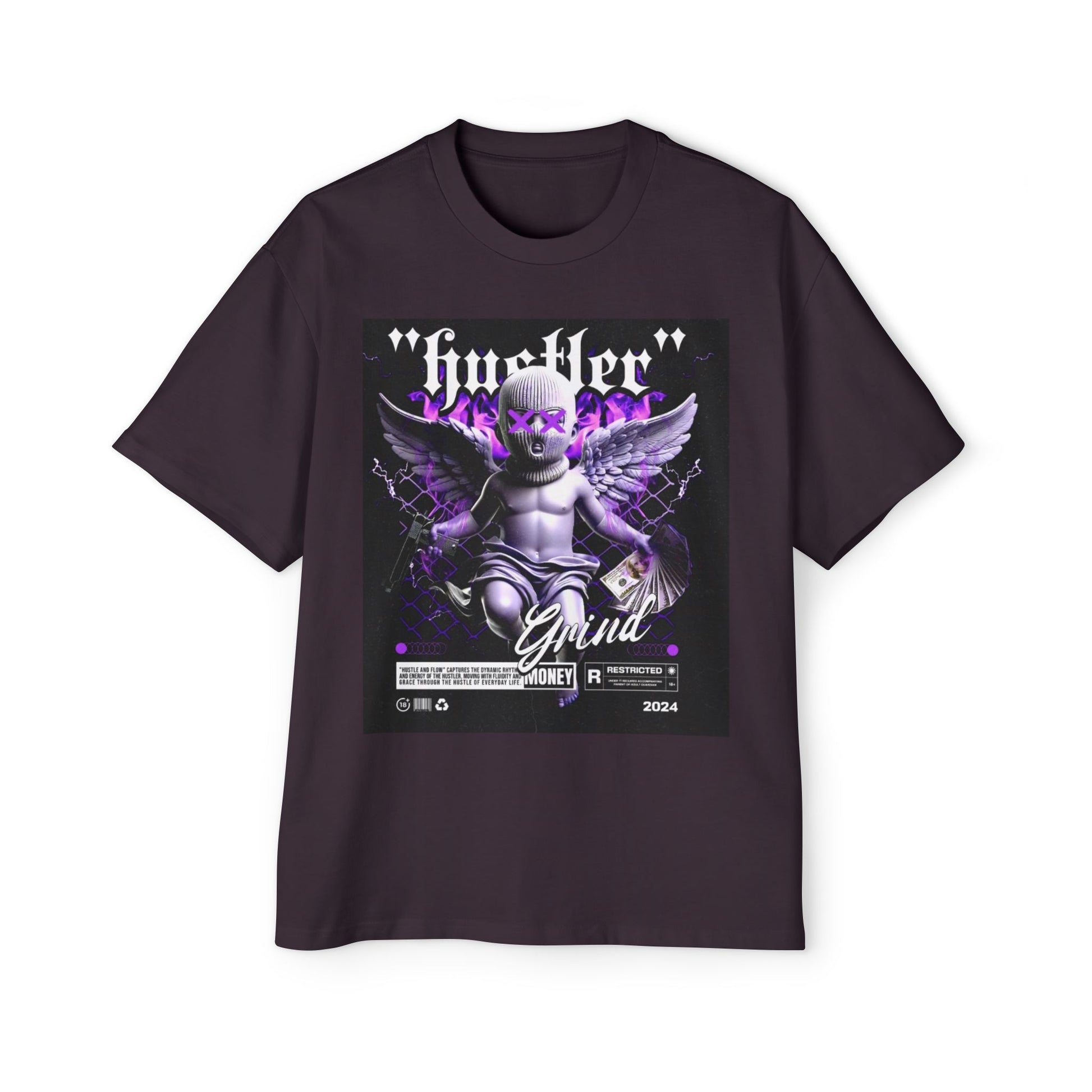 Men's Heavy Oversized Graphic Tee - Hustler Grind Design