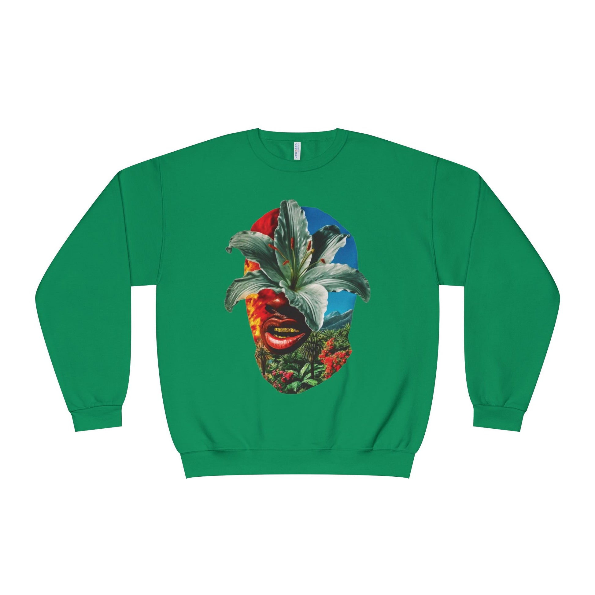 Nature-Inspired Unisex Crewneck Sweatshirt - Vibrant Floral Face Design, Cozy Casual Wear, Perfect for Gifts, Meditation, Everyday Fashion