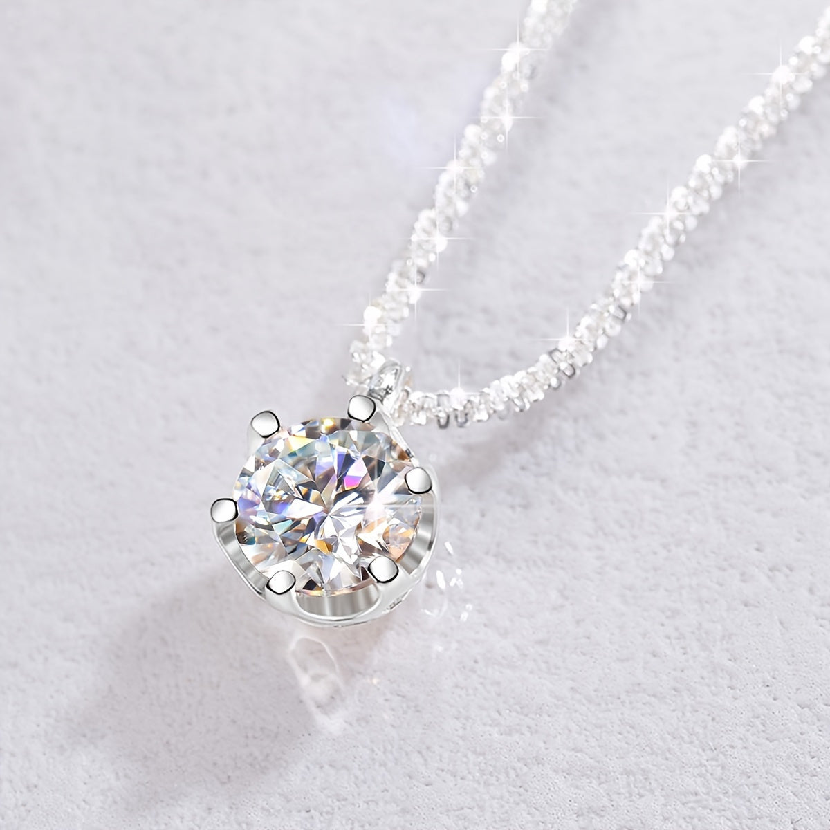 Moissanite Radiance Pendant Necklace | 1CT | 925 Sterling Silver | Elegant Design | Luxury Wedding, Promise, Eternity and Mothers Day Gift for Her, Valentines Day Jewelry