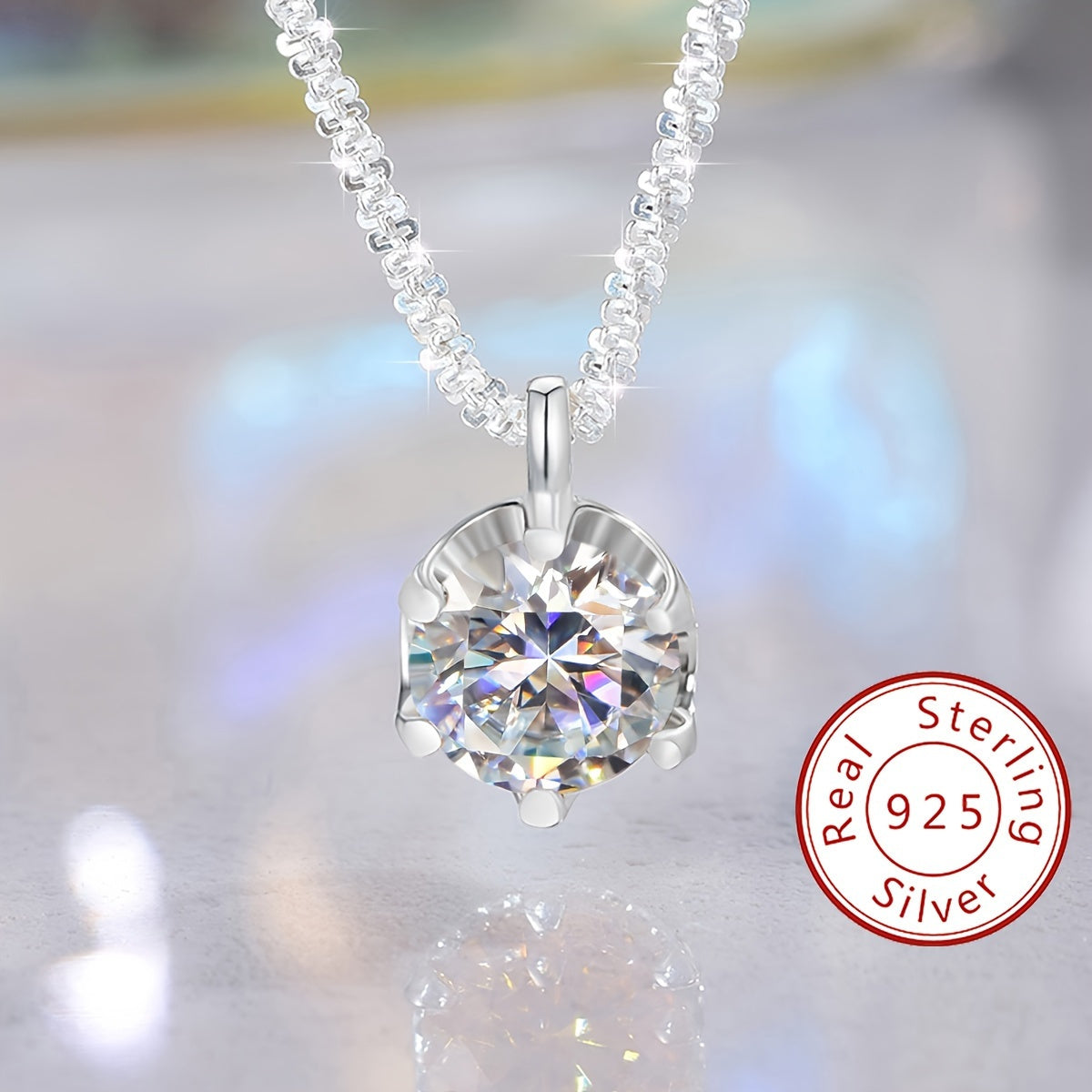 Moissanite Radiance Pendant Necklace | 1CT | 925 Sterling Silver | Elegant Design | Luxury Wedding, Promise, Eternity and Mothers Day Gift for Her, Valentines Day Jewelry