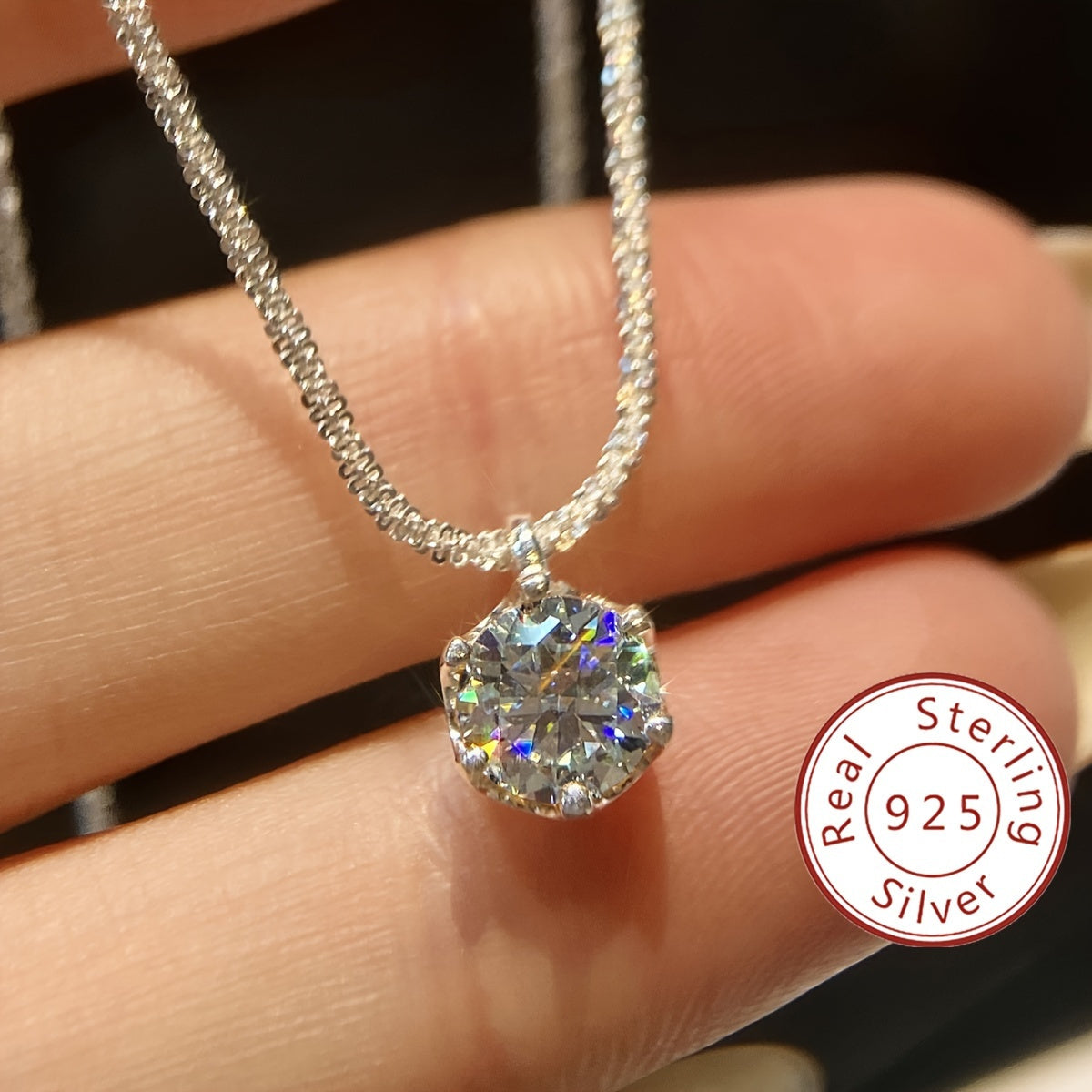 Moissanite Radiance Pendant Necklace | 1CT | 925 Sterling Silver | Elegant Design | Luxury Wedding, Promise, Eternity and Mothers Day Gift for Her, Valentines Day Jewelry