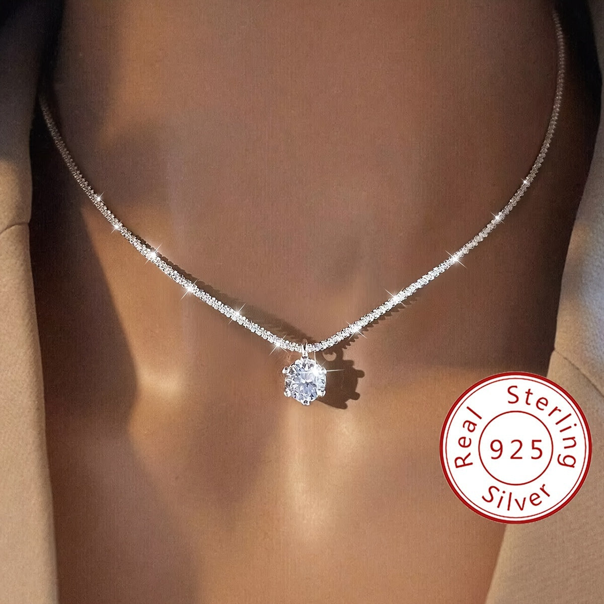 Moissanite Radiance Pendant Necklace | 1CT | 925 Sterling Silver | Elegant Design | Luxury Wedding, Promise, Eternity and Mothers Day Gift for Her, Valentines Day Jewelry