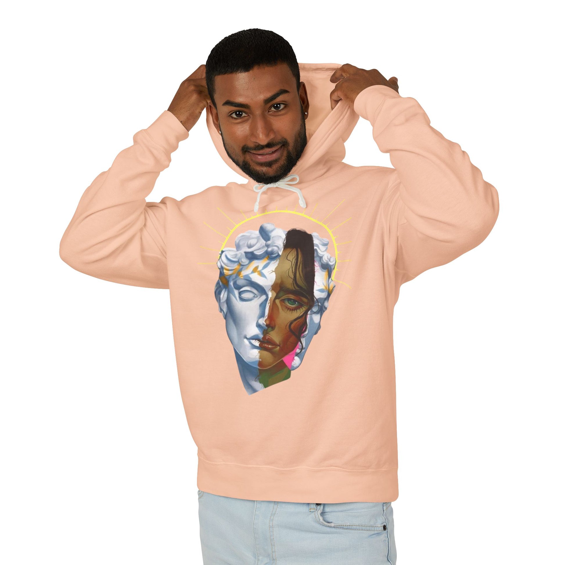 Artistic Unisex Hoodie with Unique Face Design, Lightweight Sweatshirt for Casual Wear, Gift for Art Lovers, Cozy Layer