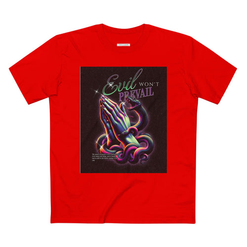 Evil Won't Prevail Graphic Tee - Edgy Prayer Design for Bold Self-Expression