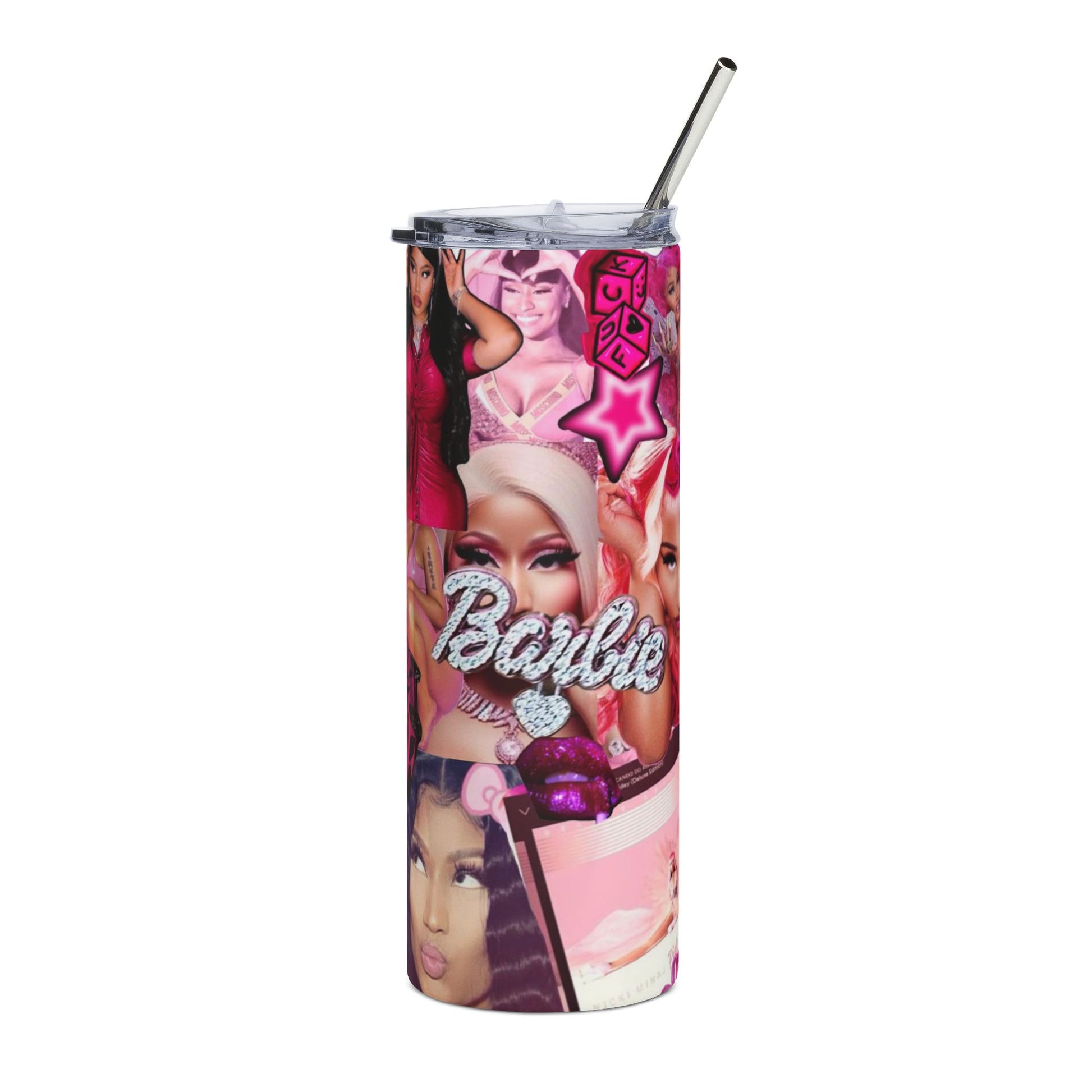 Pink Barbie Collage Stainless Steel Tumbler - 20oz Reusable Drinkware for Trendy Fans