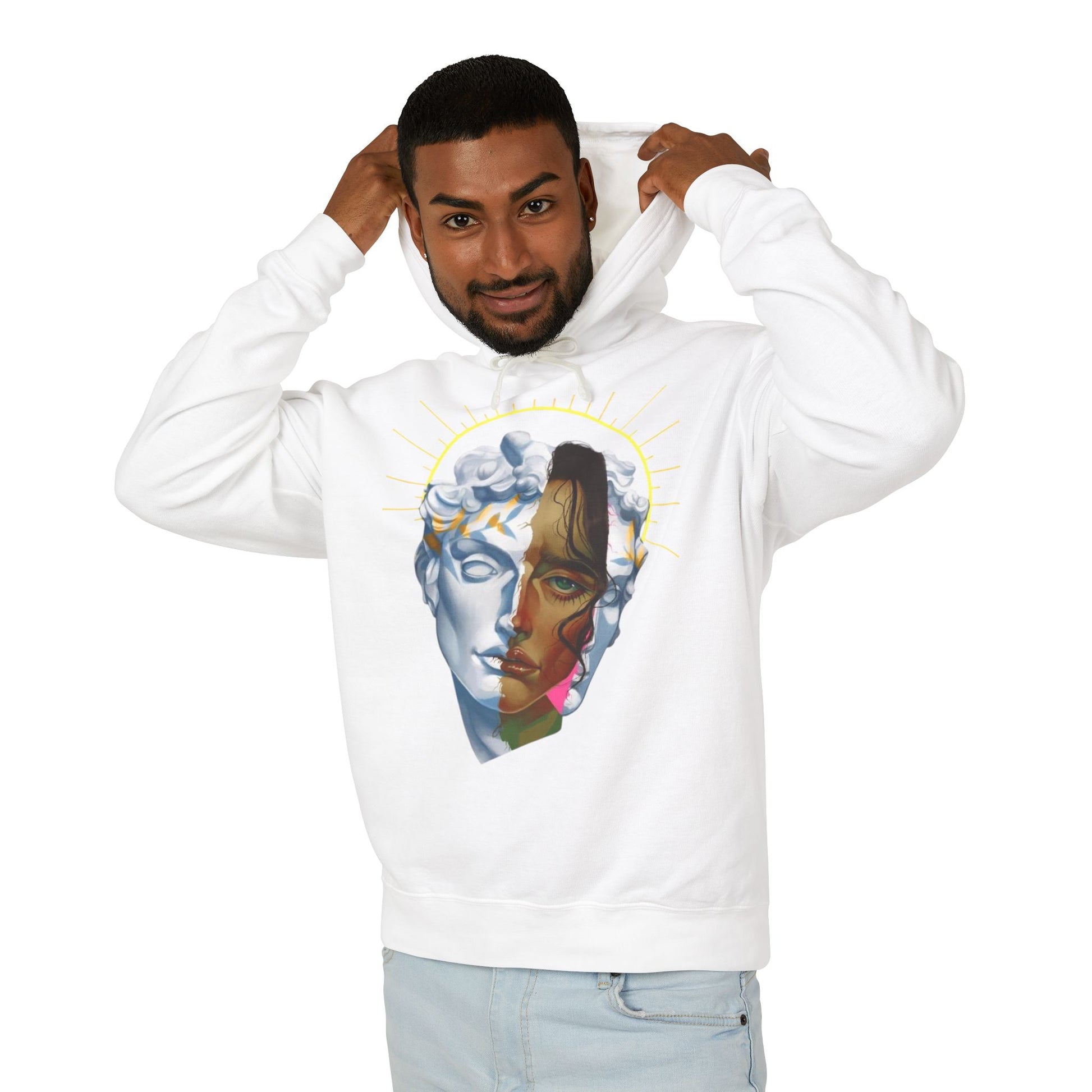 Artistic Unisex Hoodie with Unique Face Design, Lightweight Sweatshirt for Casual Wear, Gift for Art Lovers, Cozy Layer