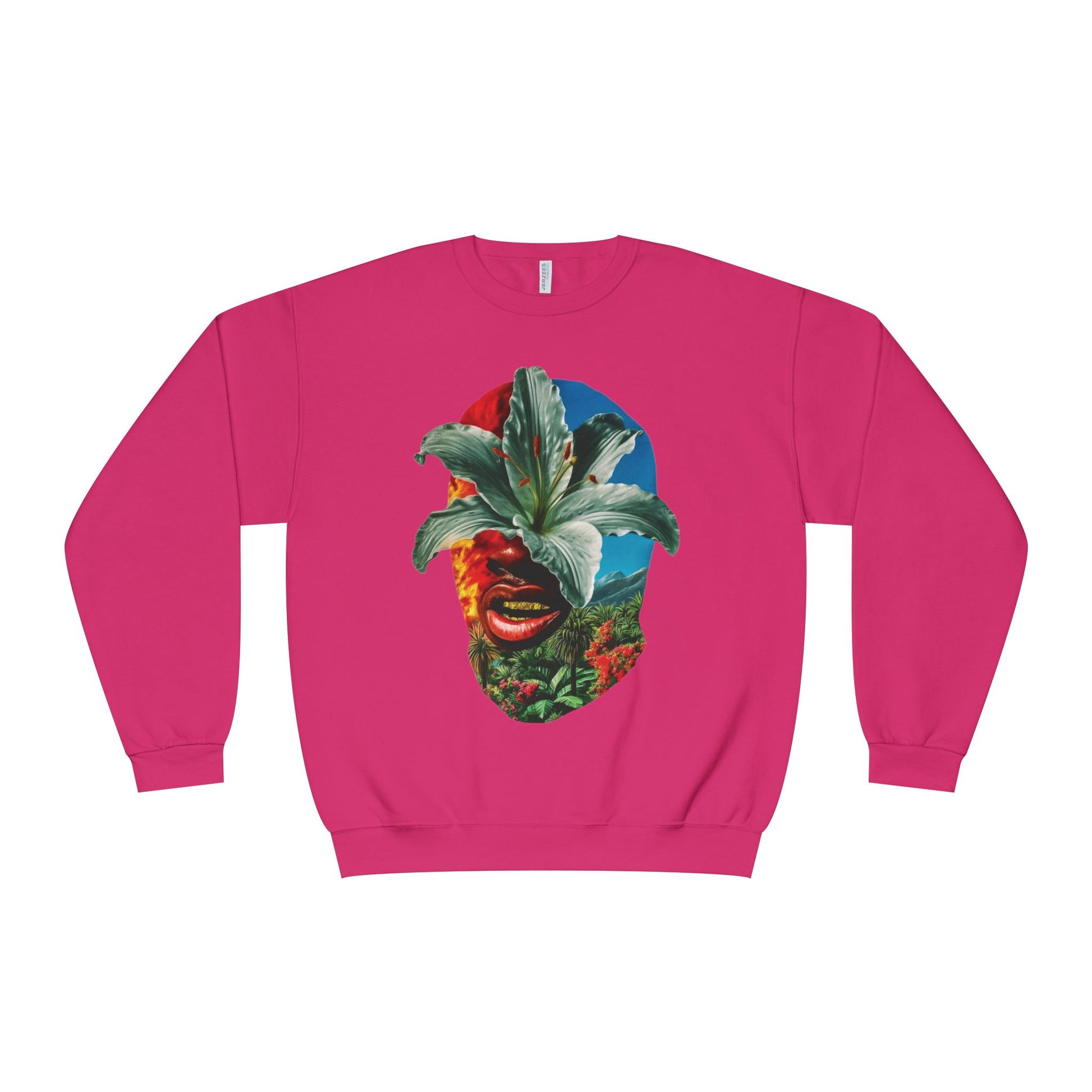 Nature-Inspired Unisex Crewneck Sweatshirt - Vibrant Floral Face Design, Cozy Casual Wear, Perfect for Gifts, Meditation, Everyday Fashion