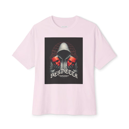 Edgy Men's Oversized Tee with 'VENDETTA' Design - Streetwear Essential