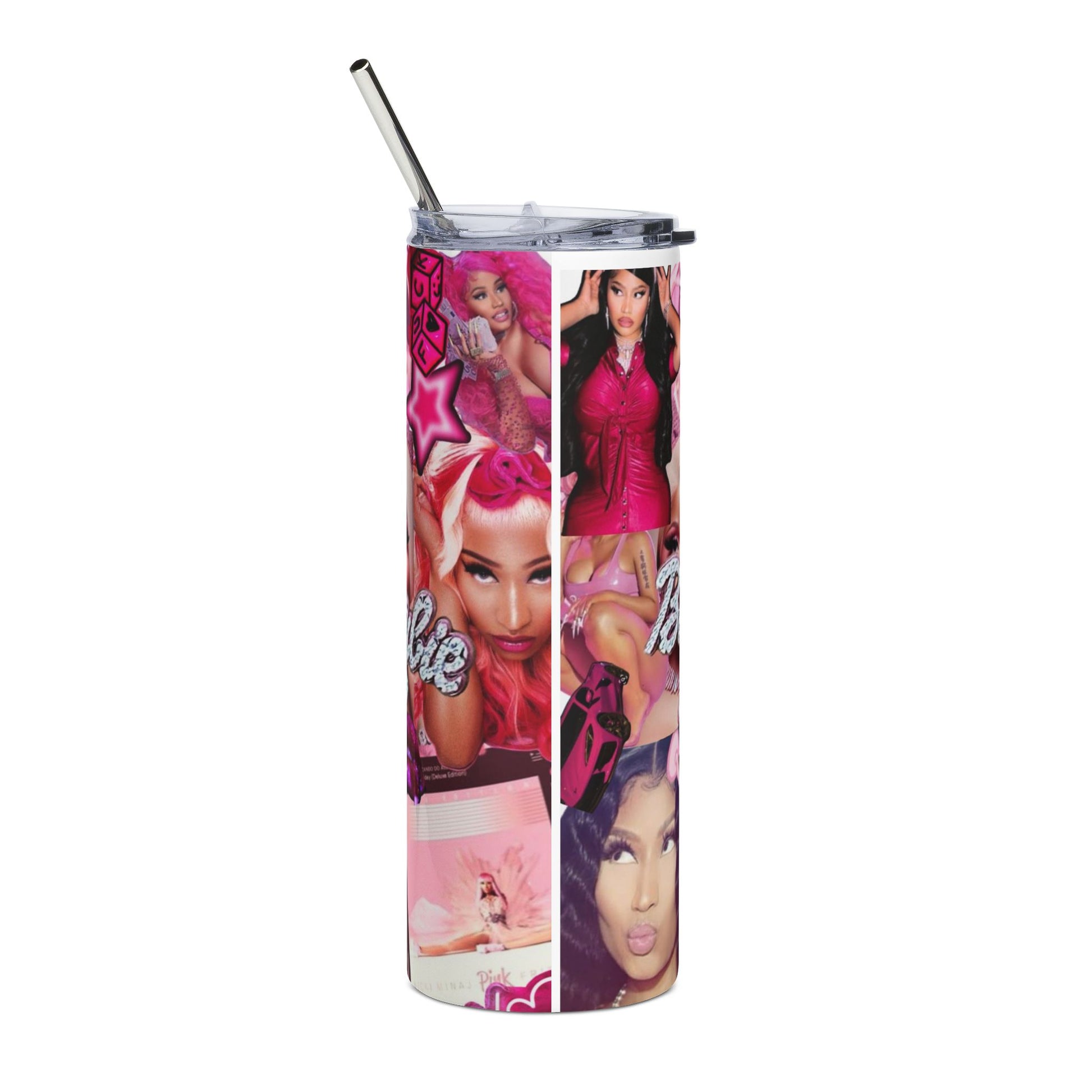 Pink Barbie Collage Stainless Steel Tumbler - 20oz Reusable Drinkware for Trendy Fans