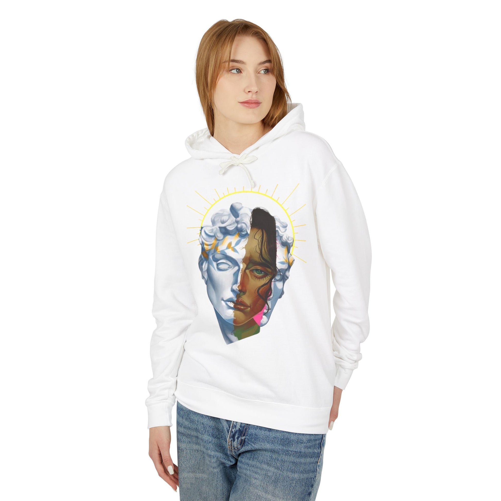 Artistic Unisex Hoodie with Unique Face Design, Lightweight Sweatshirt for Casual Wear, Gift for Art Lovers, Cozy Layer