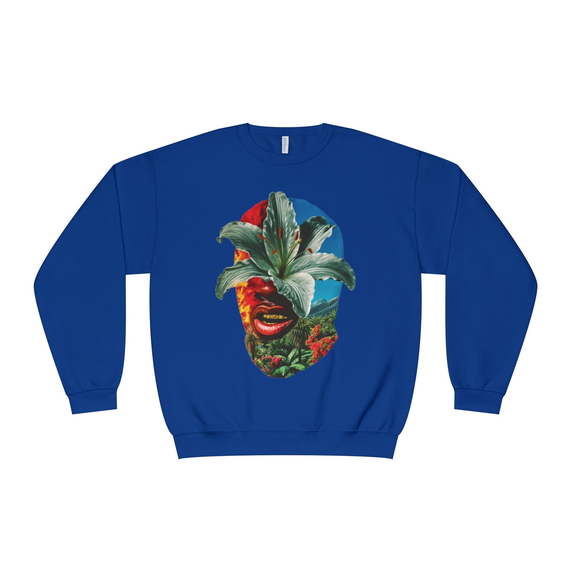 Nature-Inspired Unisex Crewneck Sweatshirt - Vibrant Floral Face Design, Cozy Casual Wear, Perfect for Gifts, Meditation, Everyday Fashion
