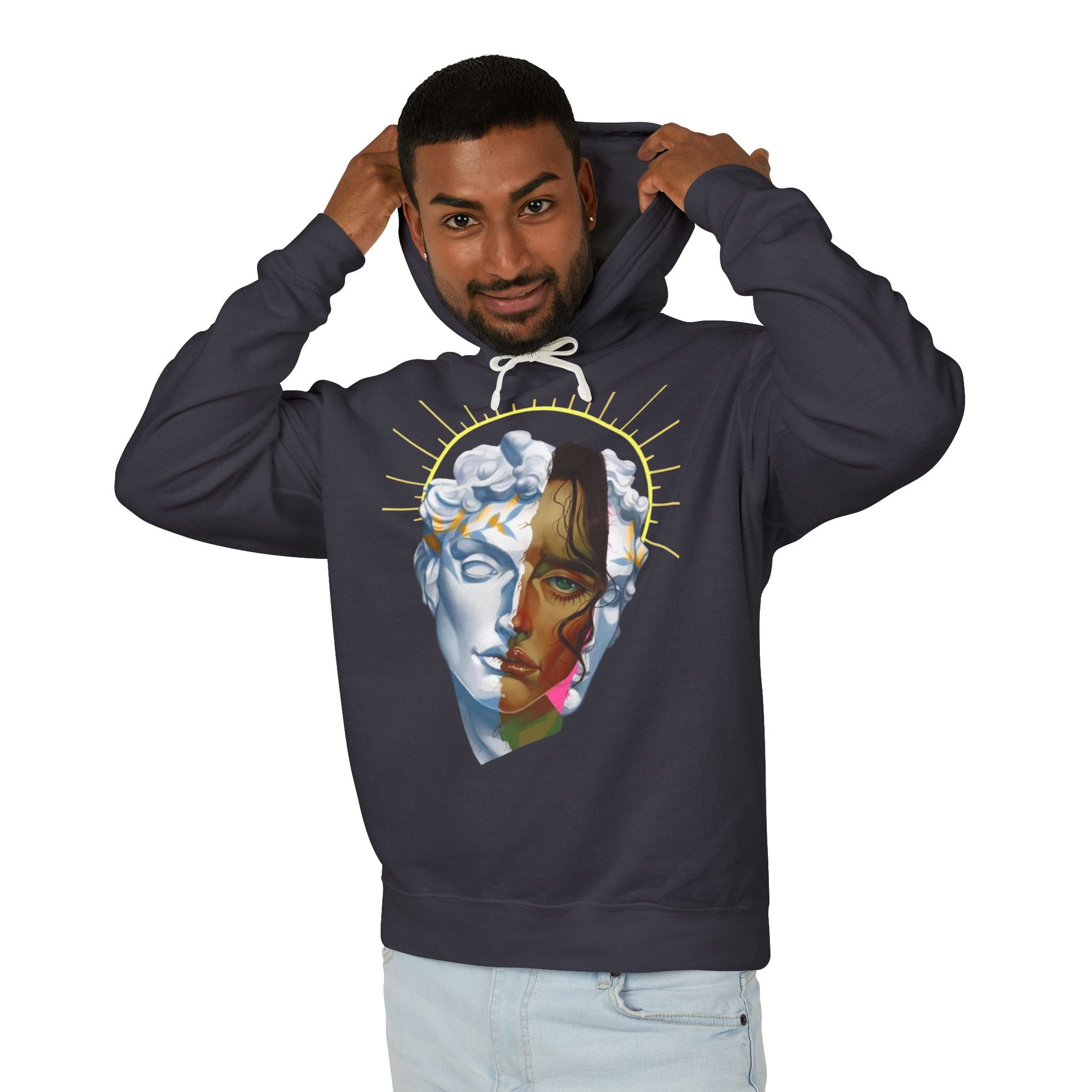 Artistic Unisex Hoodie with Unique Face Design, Lightweight Sweatshirt for Casual Wear, Gift for Art Lovers, Cozy Layer