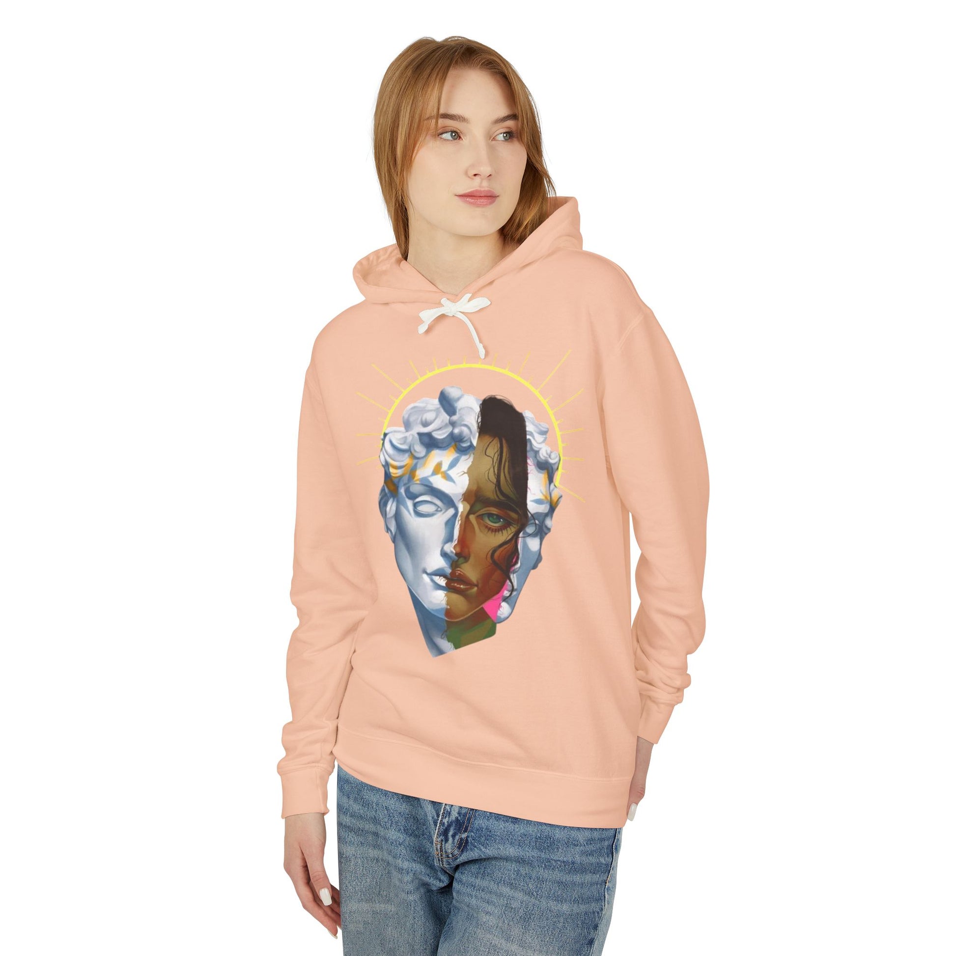 Artistic Unisex Hoodie with Unique Face Design, Lightweight Sweatshirt for Casual Wear, Gift for Art Lovers, Cozy Layer