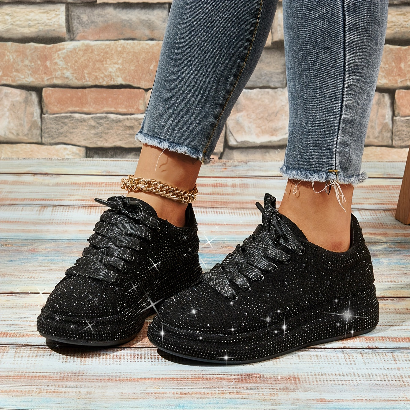 Women Rhinestone Sparkly BlingBling Party Prom Sneakers Sporty Fashion Casual Sneakers