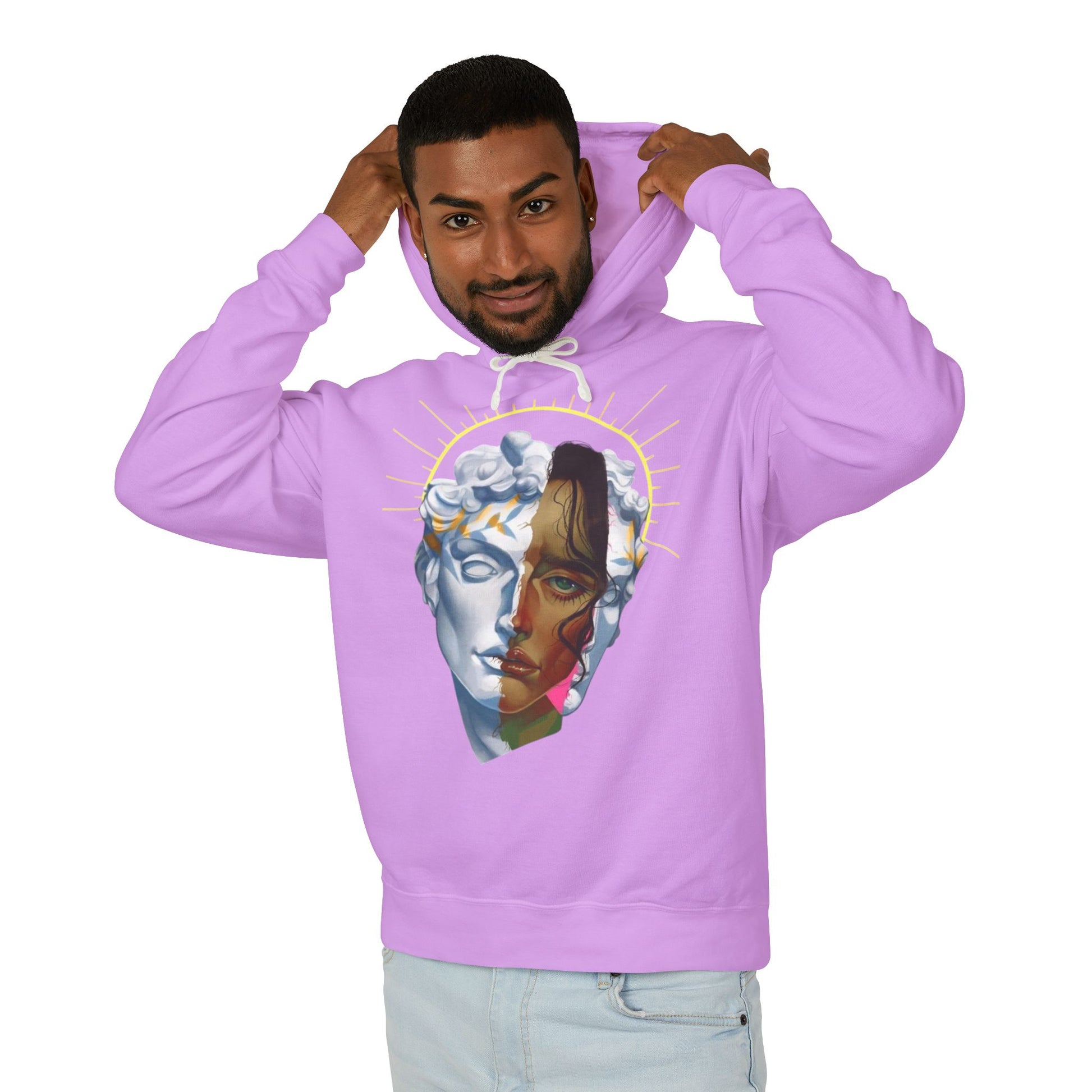 Artistic Unisex Hoodie with Unique Face Design, Lightweight Sweatshirt for Casual Wear, Gift for Art Lovers, Cozy Layer