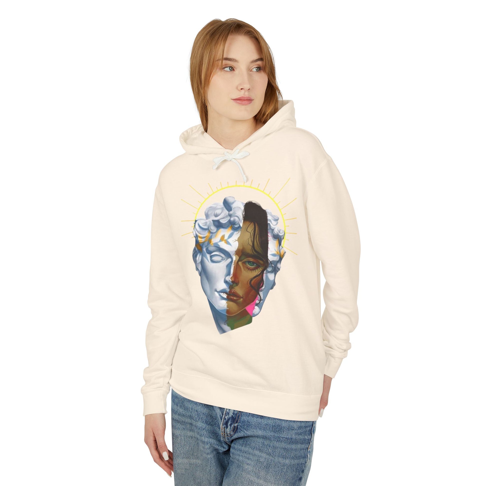 Artistic Unisex Hoodie with Unique Face Design, Lightweight Sweatshirt for Casual Wear, Gift for Art Lovers, Cozy Layer