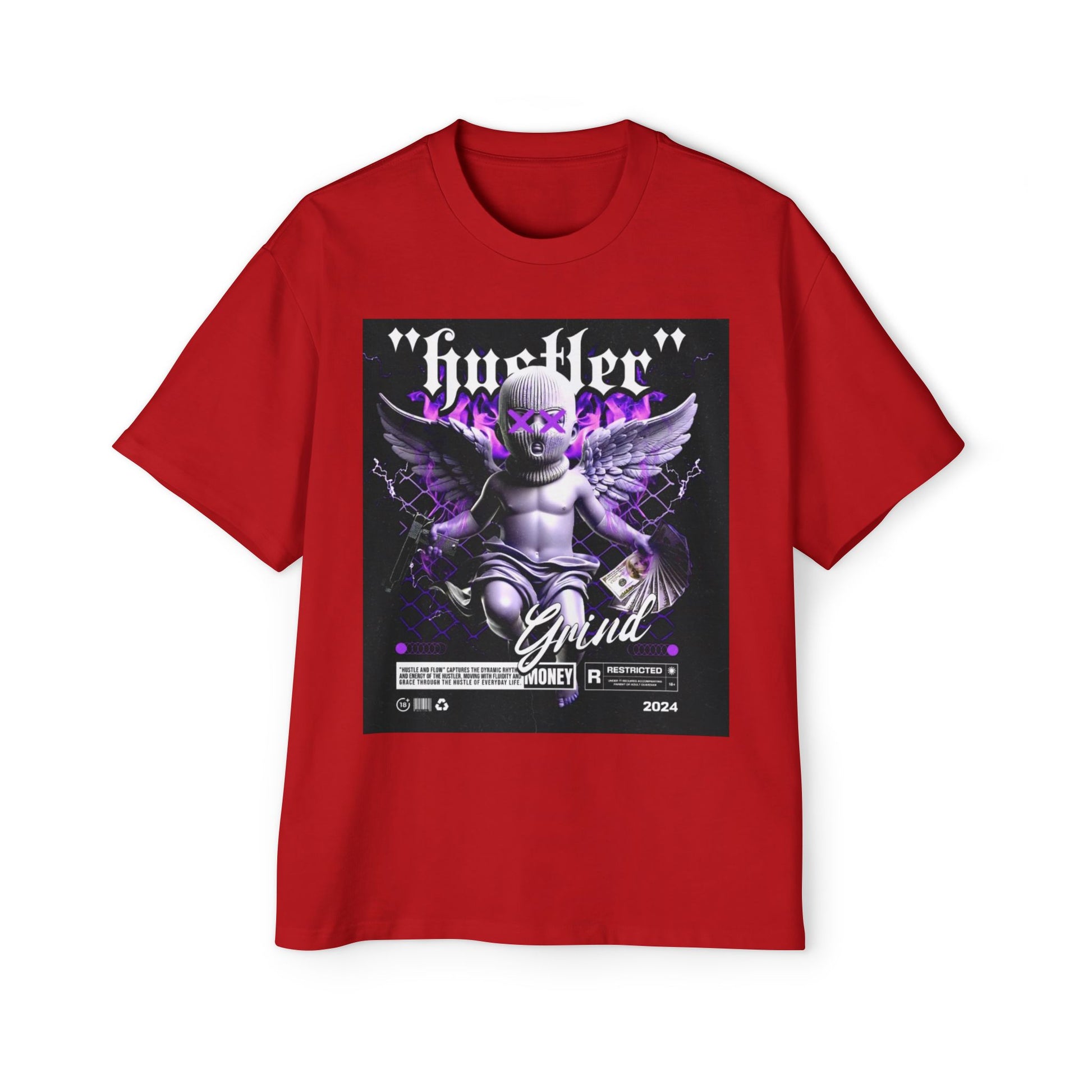 Men's Heavy Oversized Graphic Tee - Hustler Grind Design