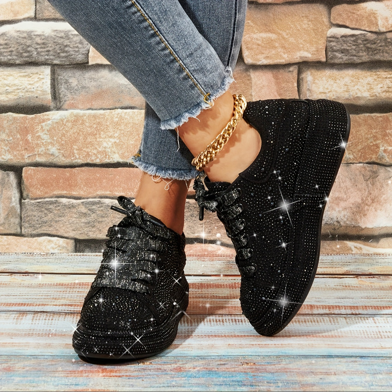 Women Rhinestone Sparkly BlingBling Party Prom Sneakers Sporty Fashion Casual Sneakers