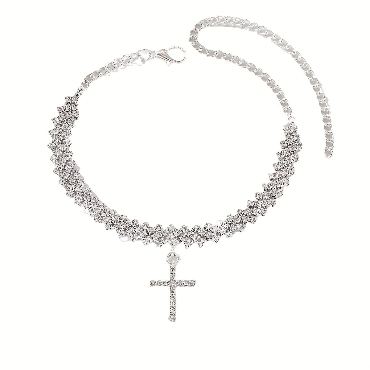 2pcs/ Set Delicate Golden Glitter Cross Pendant Women'S Anklet, Fashion Glitter Elegant Sexy Style Personalized Summer Beach Anklet, Jewelry Gift Anklet, The Perfect Holiday Gift for Beautiful Women