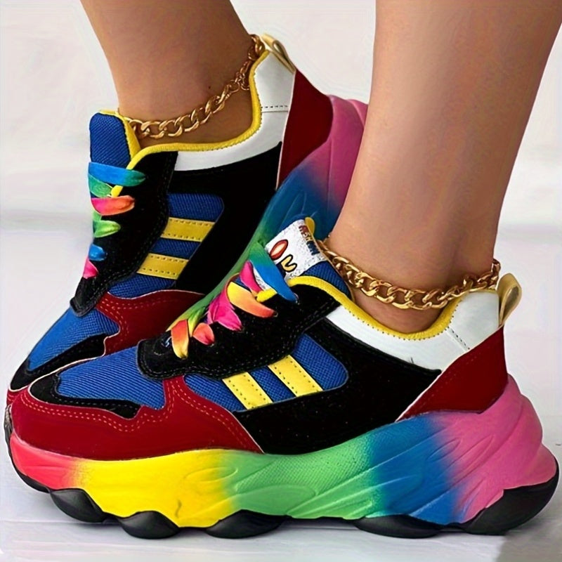 Women'S Breathable Colored All-Matching Casual Sneaker, Fashion Low Top Lace-up Sports Running Shoes, Rubber Shock Absorption Sole-2025 New Suitable Outdoor Sports Running, College Activities Travel Travel