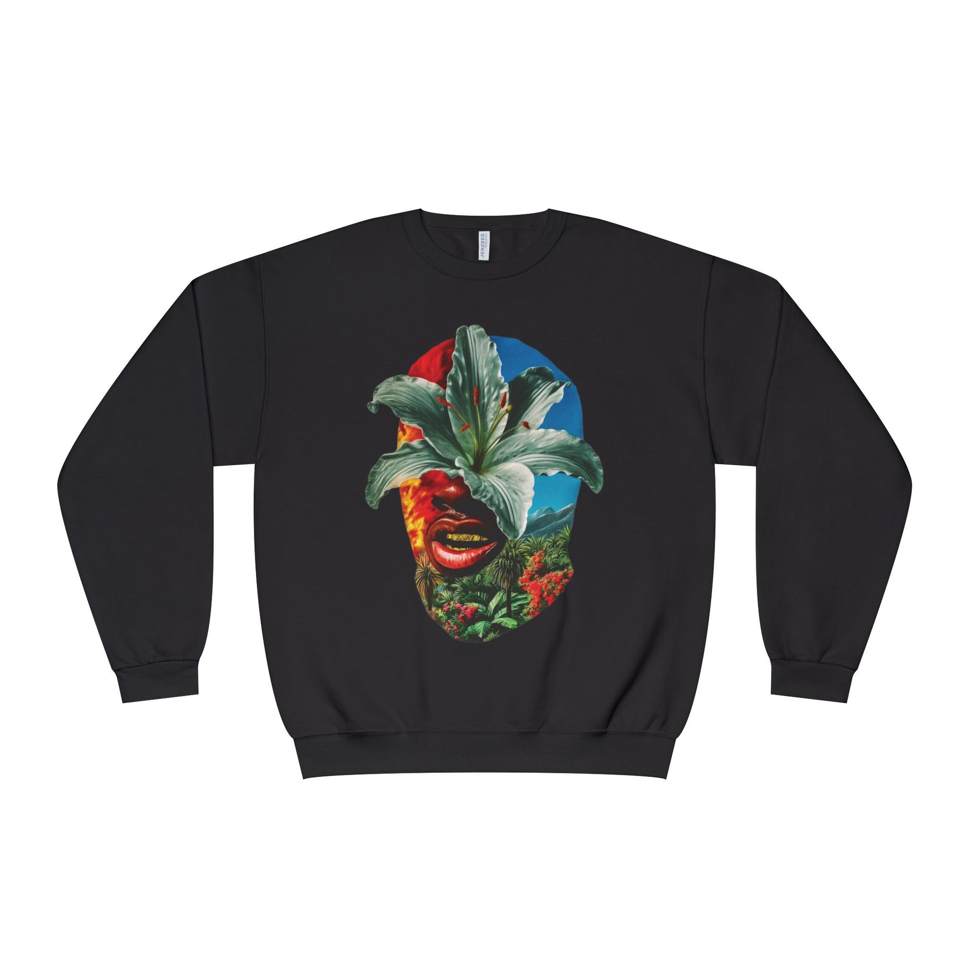 Nature-Inspired Unisex Crewneck Sweatshirt - Vibrant Floral Face Design, Cozy Casual Wear, Perfect for Gifts, Meditation, Everyday Fashion