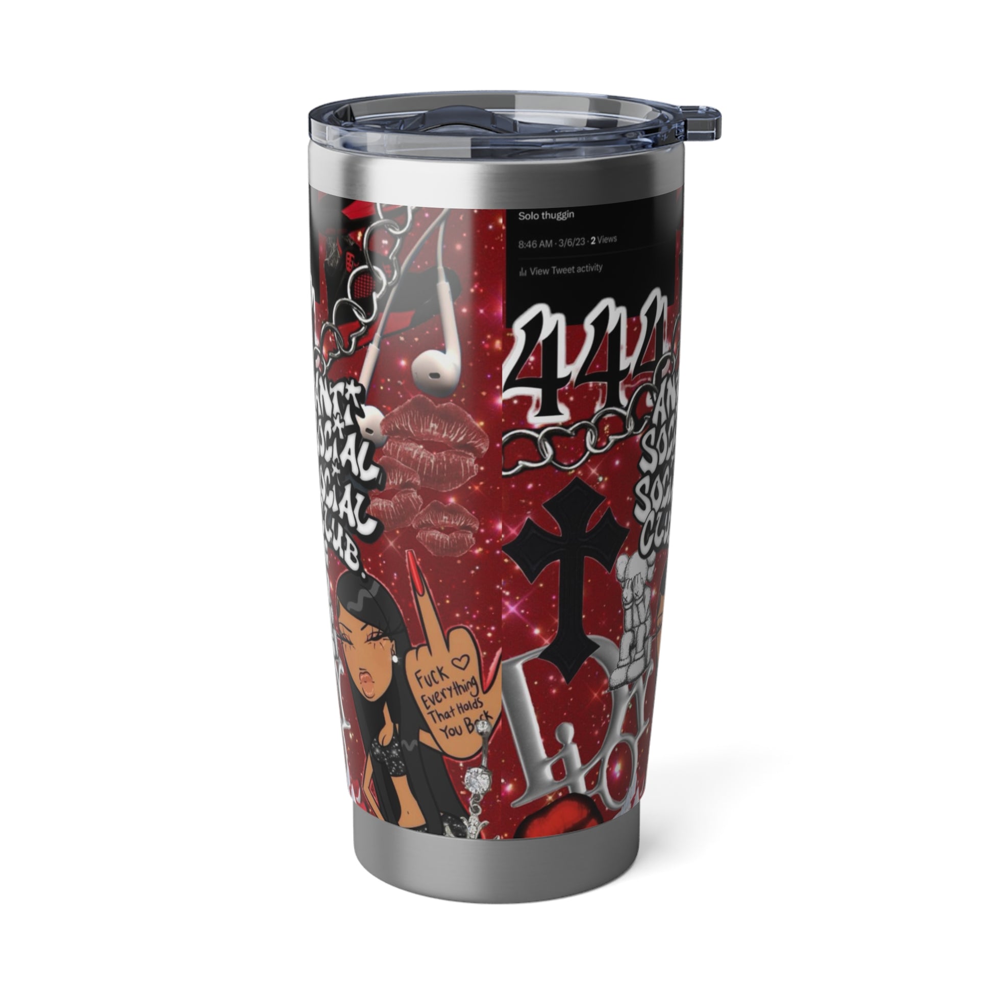 Red Themed Antisocial Vagabond 20oz Tumbler - Urban Graffiti Travel Mug for Trendsetters