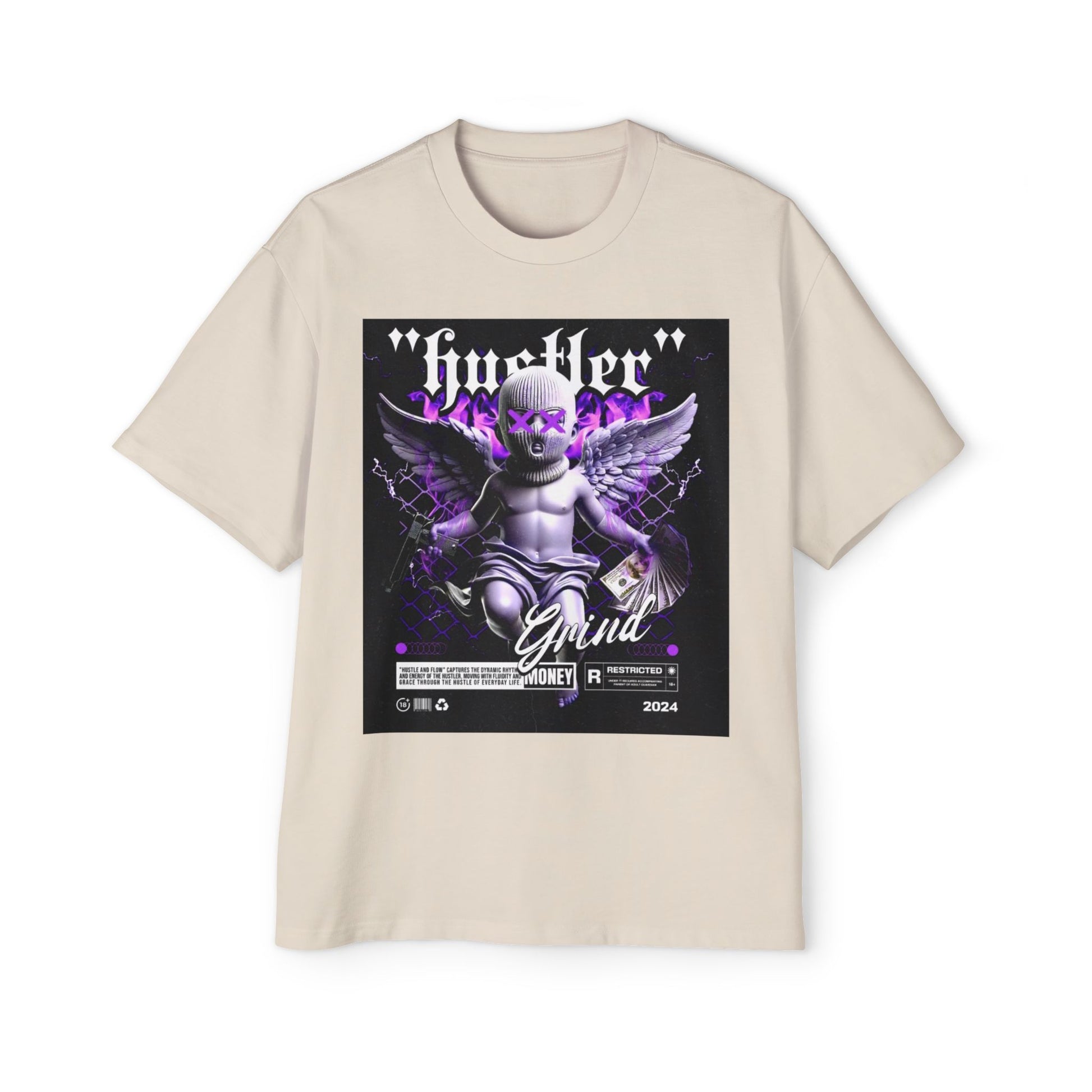 Men's Heavy Oversized Graphic Tee - Hustler Grind Design