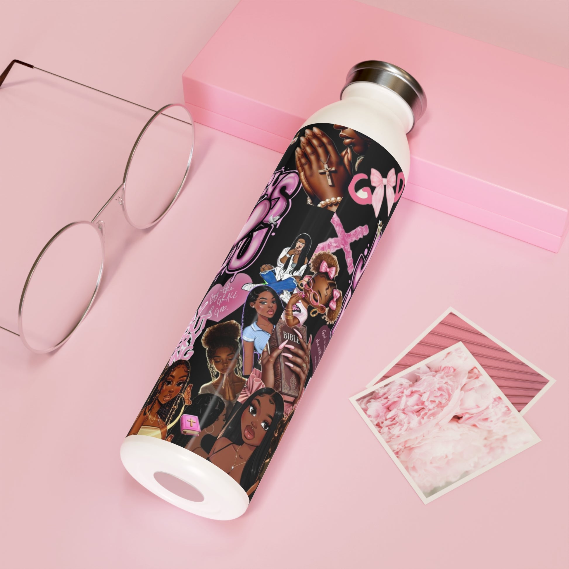 Stylish Slim Water Bottle – 'Jesus Loves You' & Heart Design, Perfect for Everyday Hydration