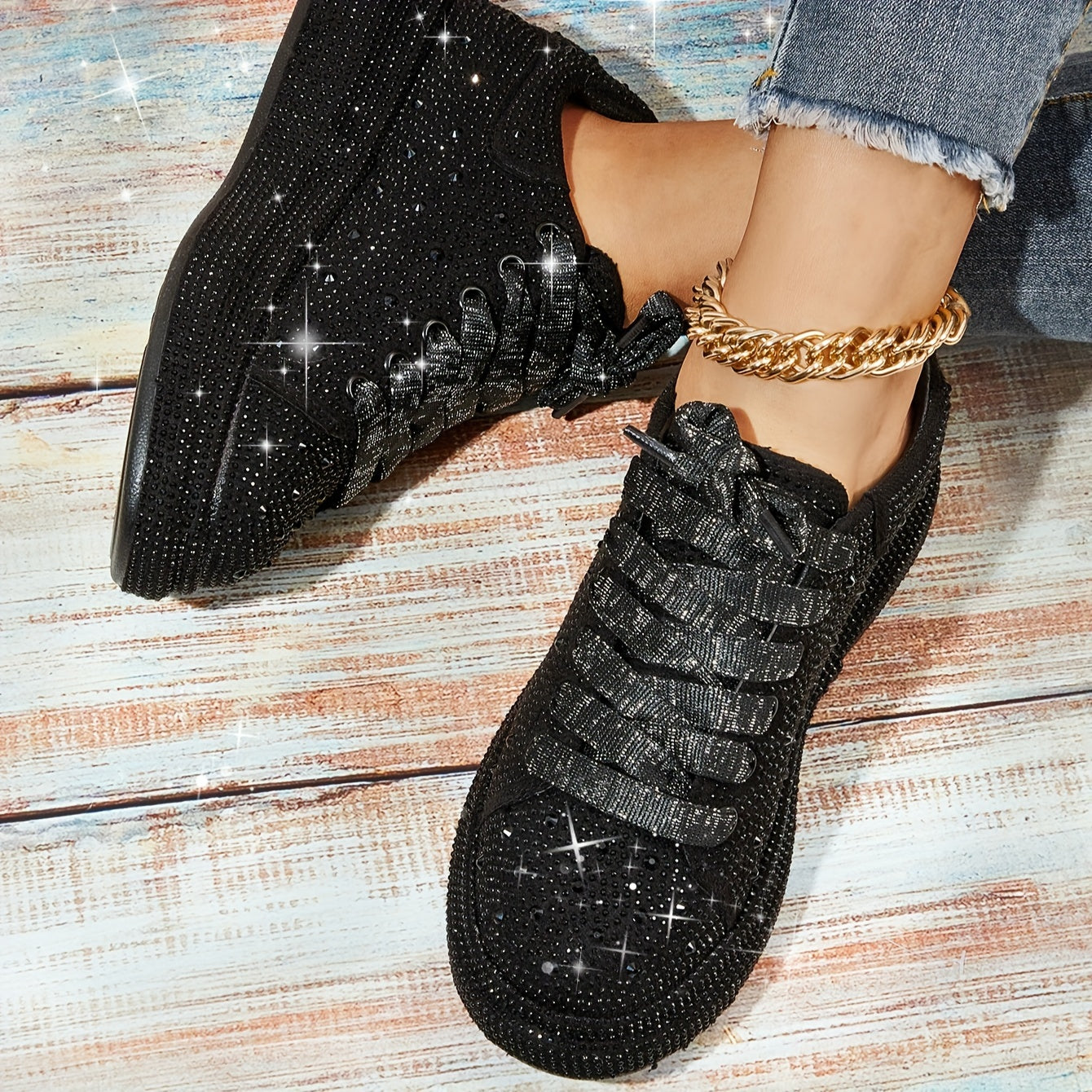 Women Rhinestone Sparkly BlingBling Party Prom Sneakers Sporty Fashion Casual Sneakers