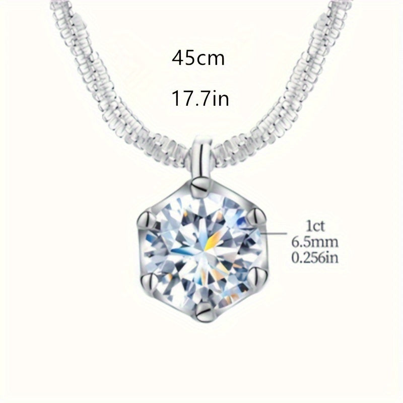 Moissanite Radiance Pendant Necklace | 1CT | 925 Sterling Silver | Elegant Design | Luxury Wedding, Promise, Eternity and Mothers Day Gift for Her, Valentines Day Jewelry