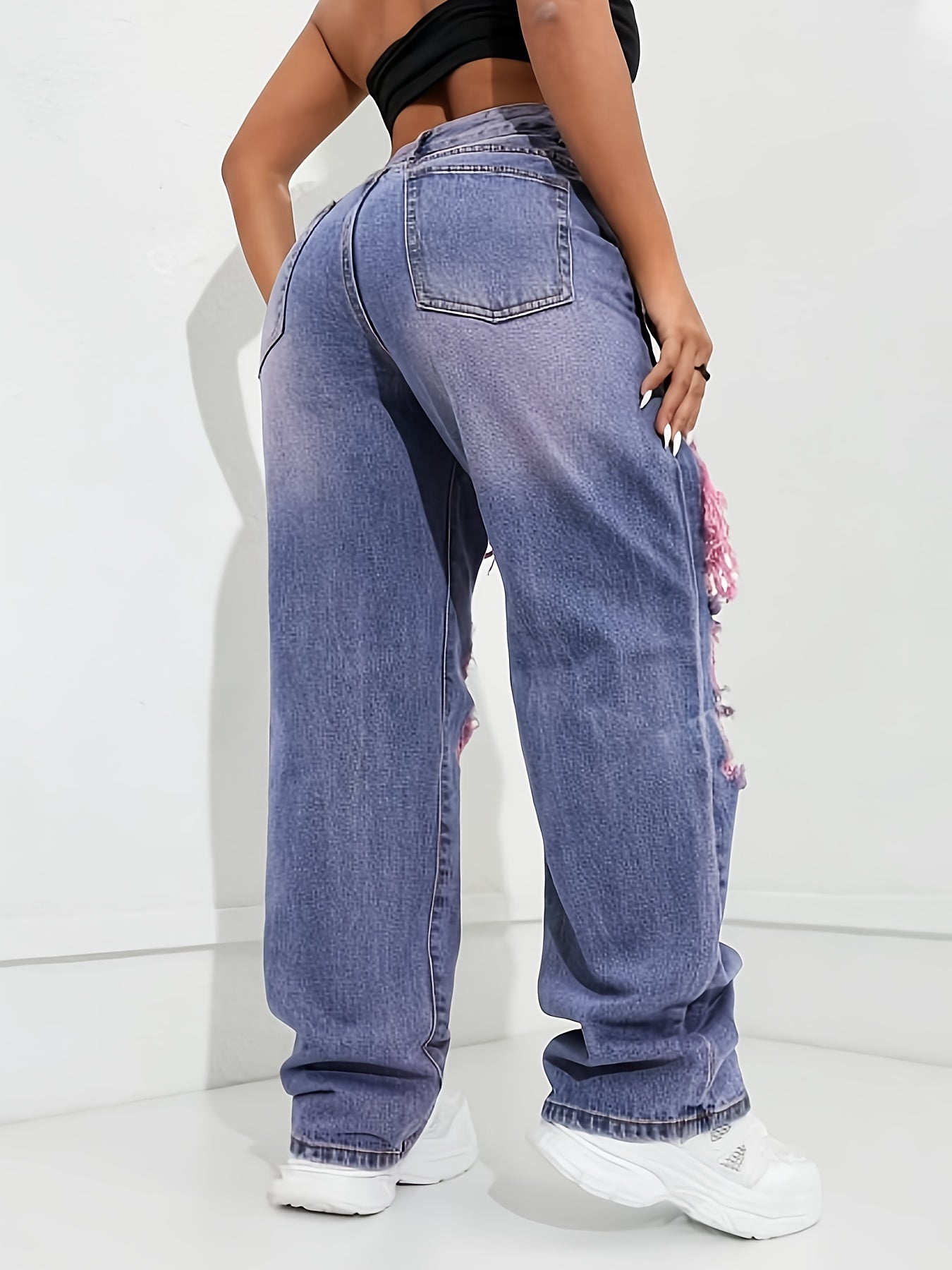 Big Hole Casual Loose Fashion Jeans - High Waist Ripped Hot Jeans Women - New Fashion Casual Everything Pants