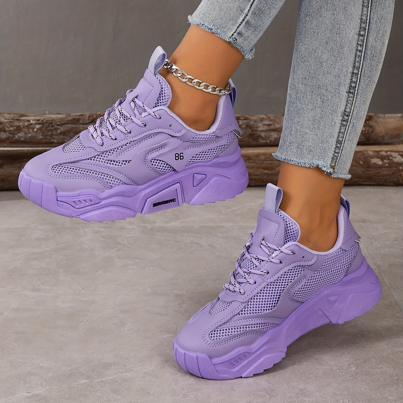 Breathable Soft Sole Women'S Solid Color Minimalist Sneakers, Lace Up Versatile Low-top Daily Shoes