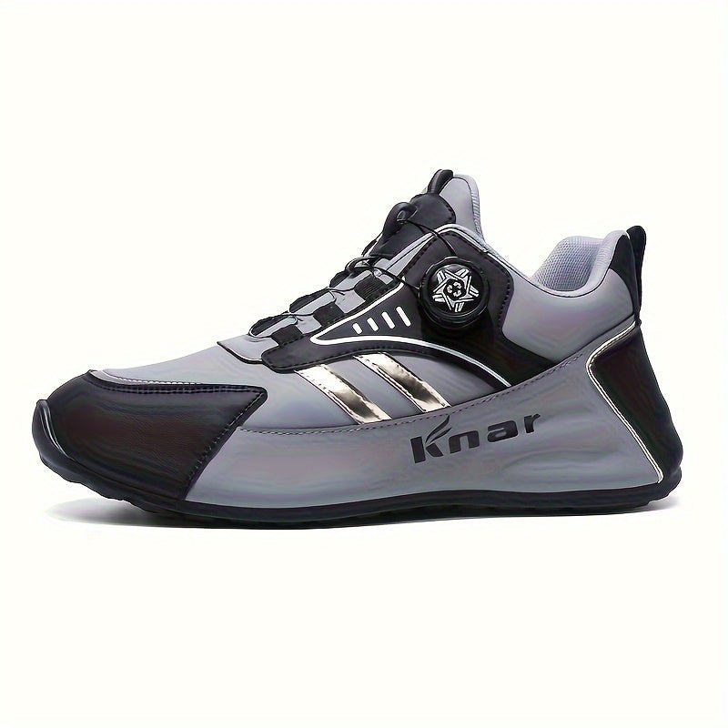 Men's Trendy Colour Block Basketball Shoes With Rotating Buckle, Comfy Non Slip Durable Sneakers For Men's Outdoor Activities