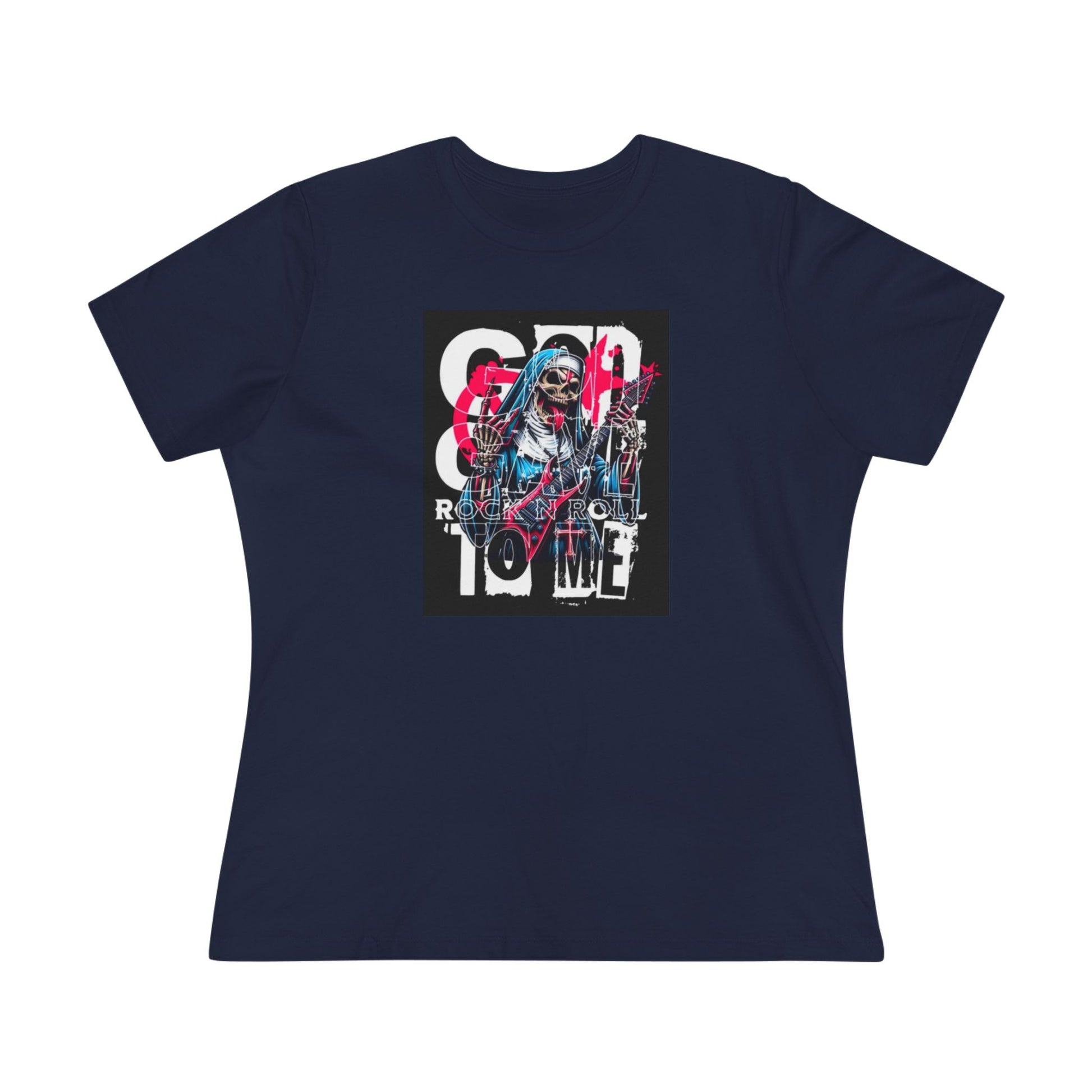 Rock N' Roll Women's Cotton Tee - Retro Skull Design for Music Lovers