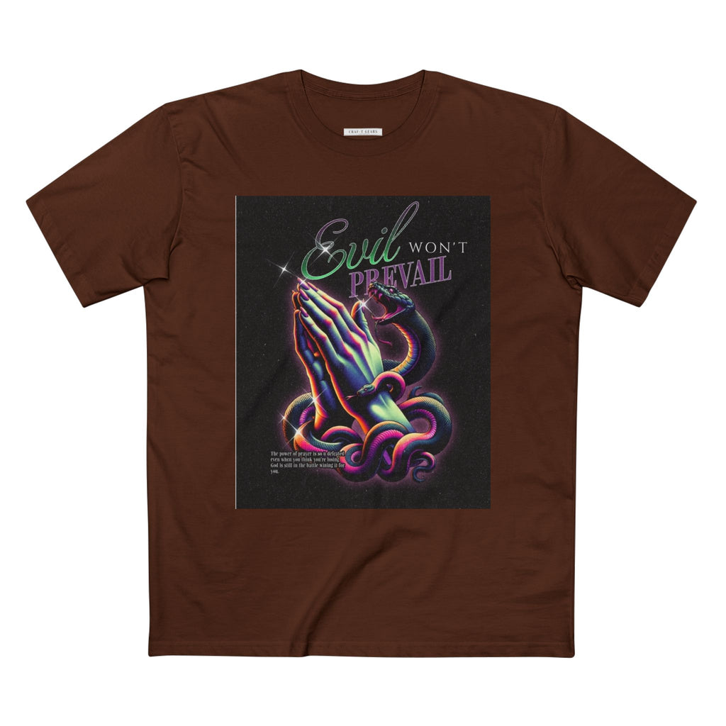 Evil Won't Prevail Graphic Tee - Edgy Prayer Design for Bold Self-Expression