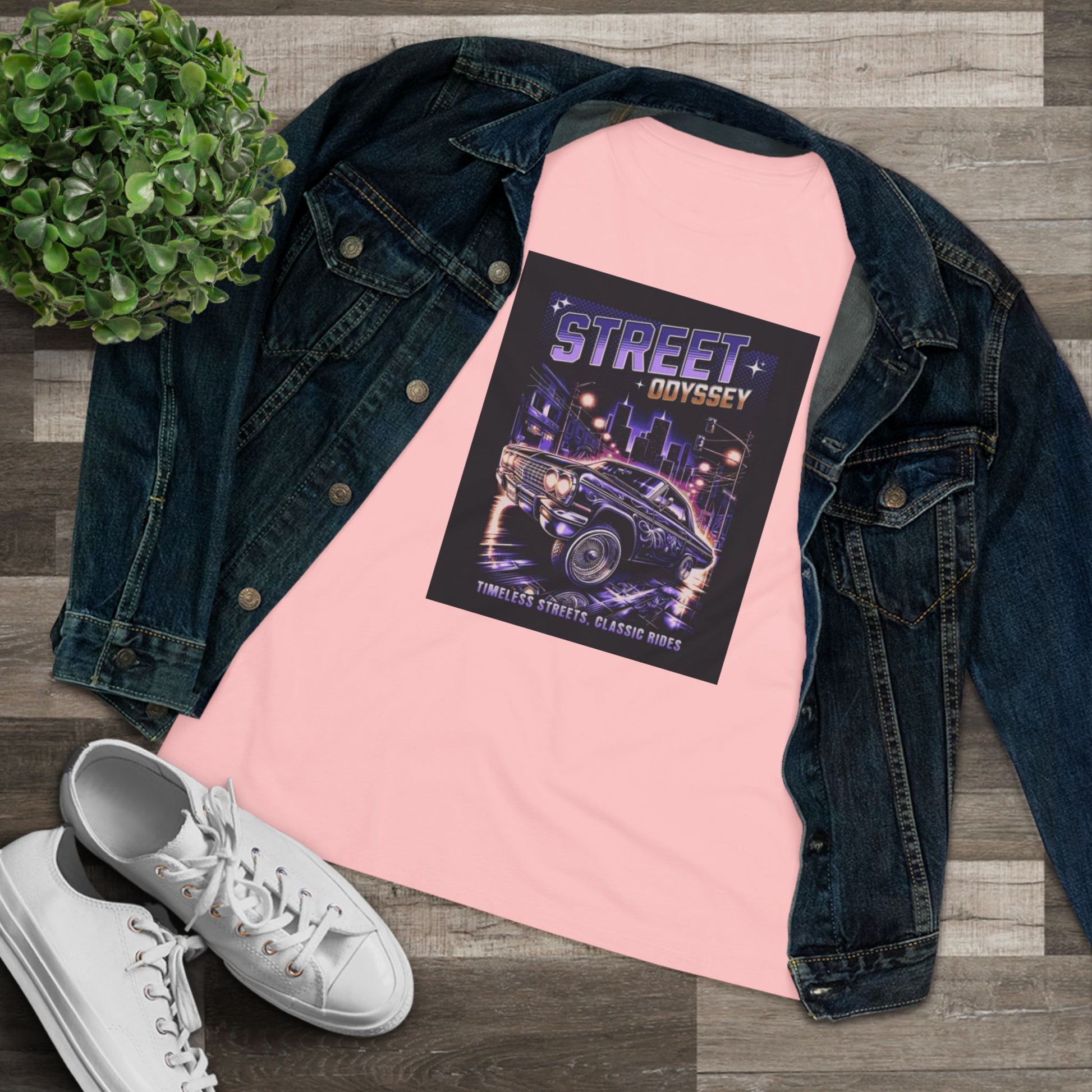 Street Odyssey Women's Graphic Tee - Vintage Car Design