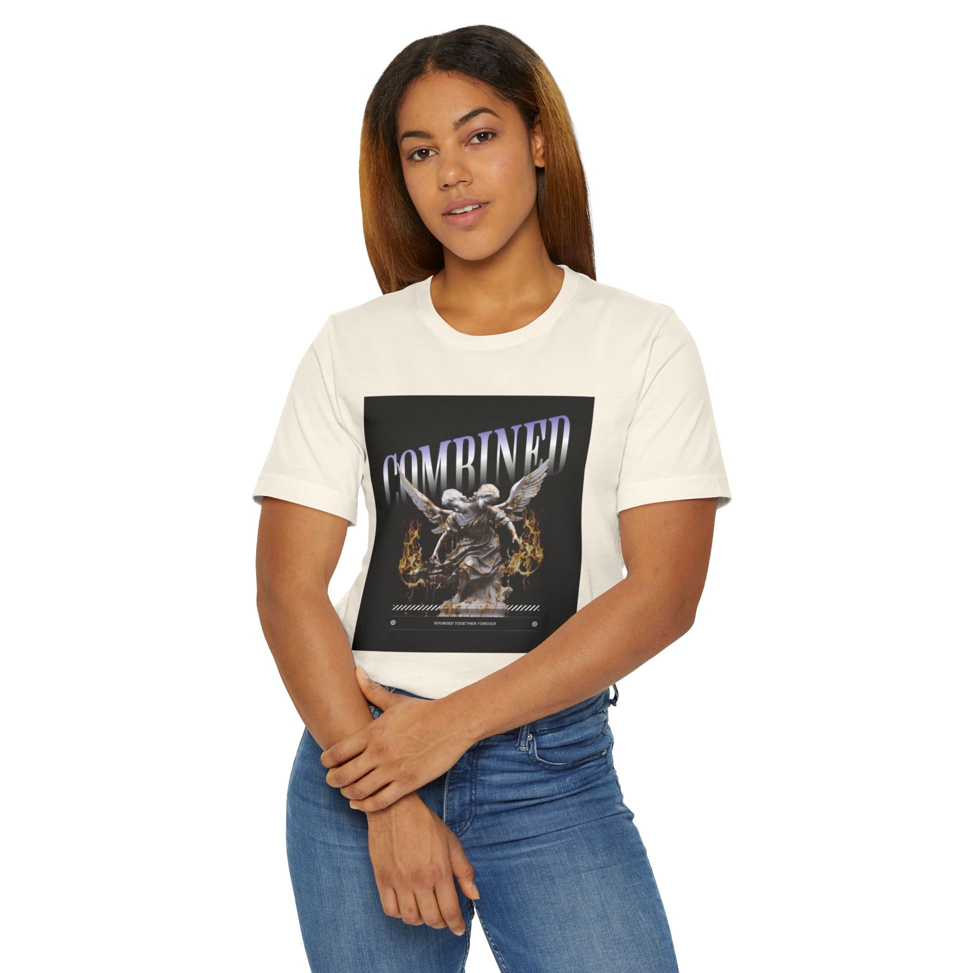 Combined Aesthetic Women Jersey T-Shirt - Graphic Angel Design